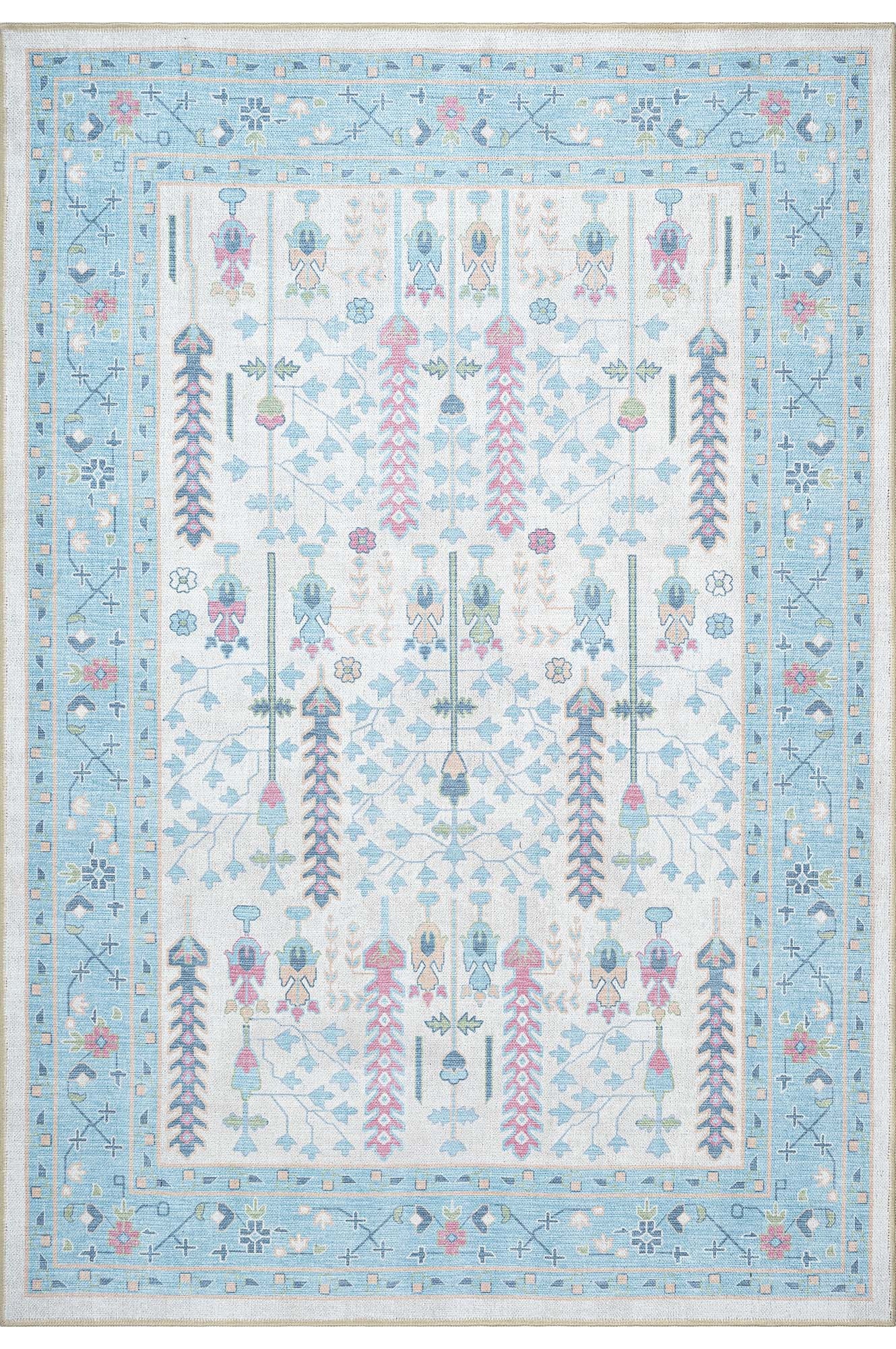 Annela Pastel Light Blue Modern Oushak Rug