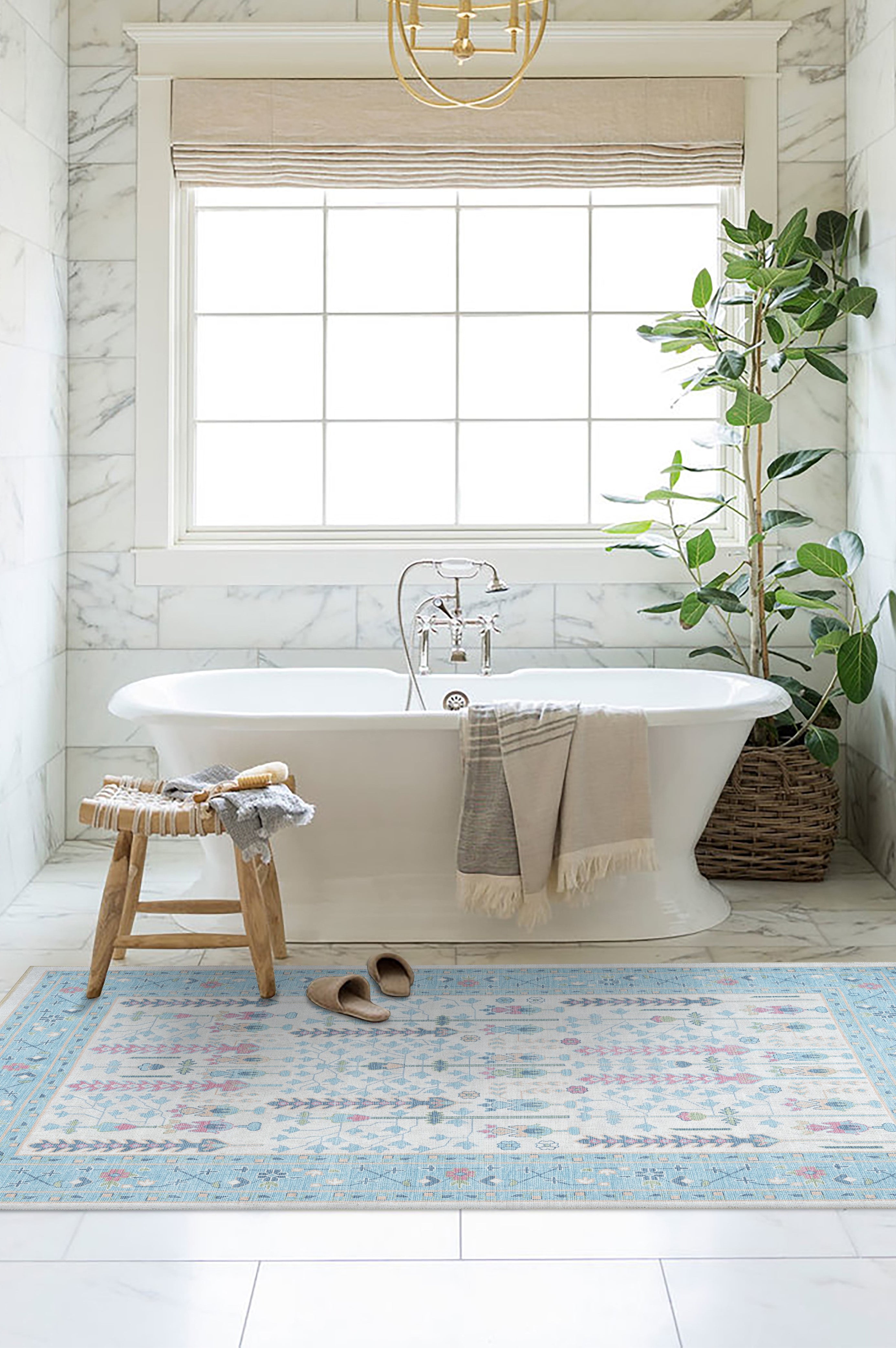 Annela Pastel Light Blue Modern Oushak Rug