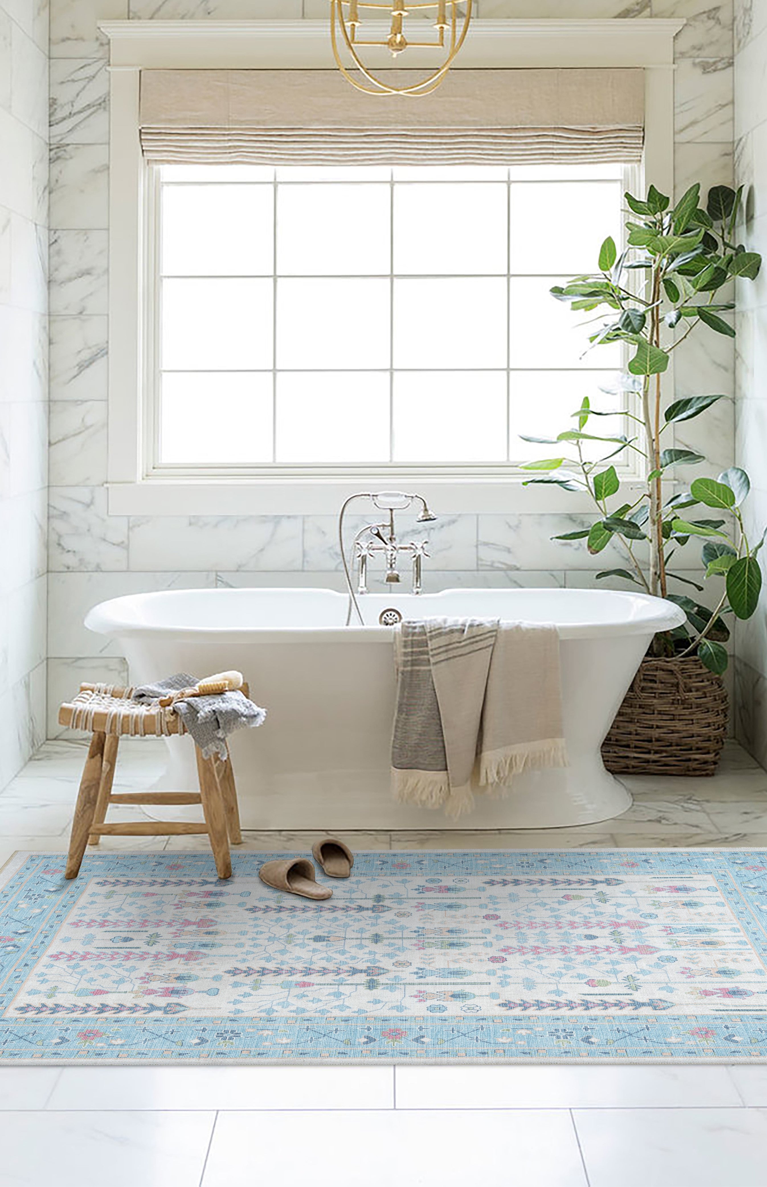 Annela Pastel Light Blue Modern Oushak Rug