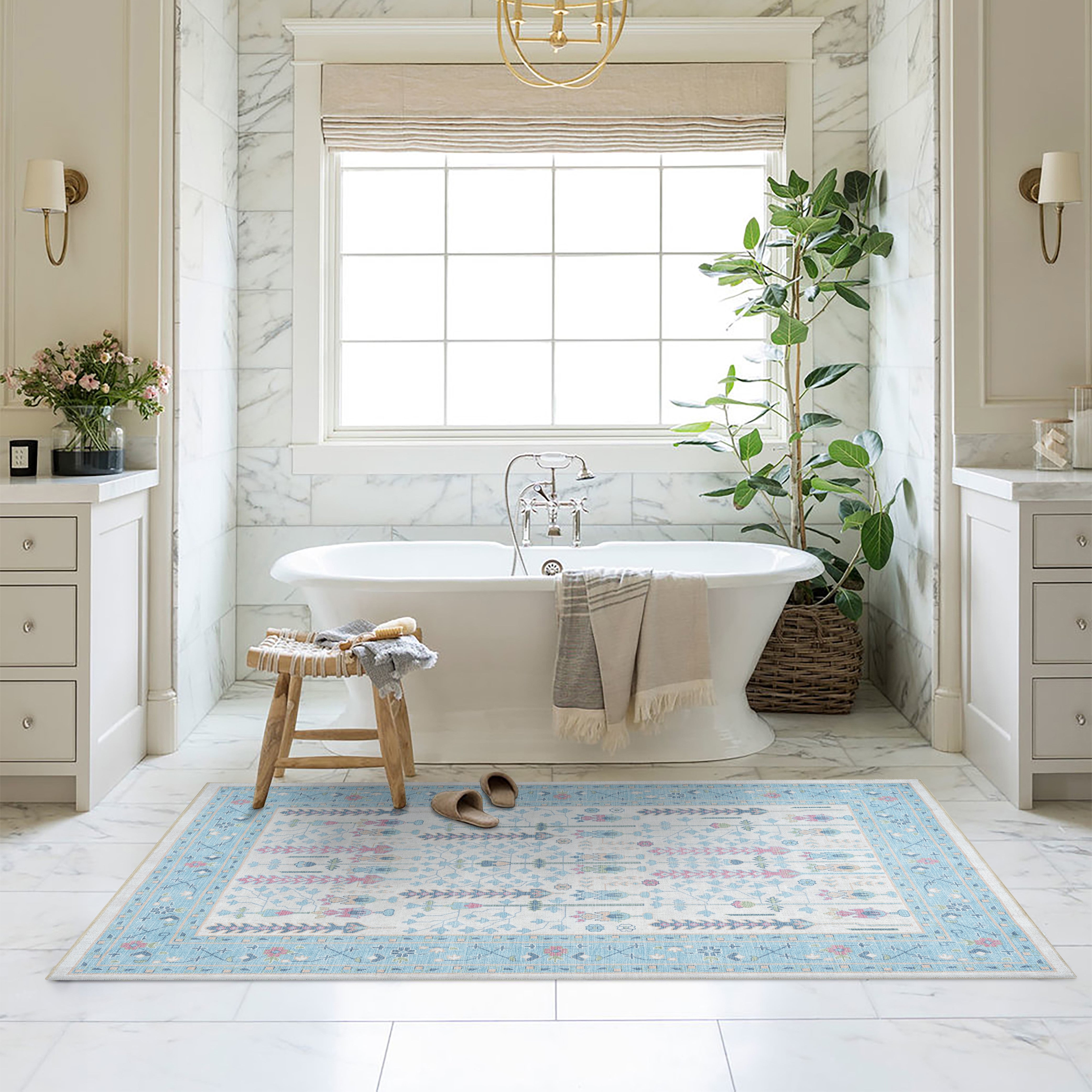 Annela Pastel Light Blue Modern Oushak Rug