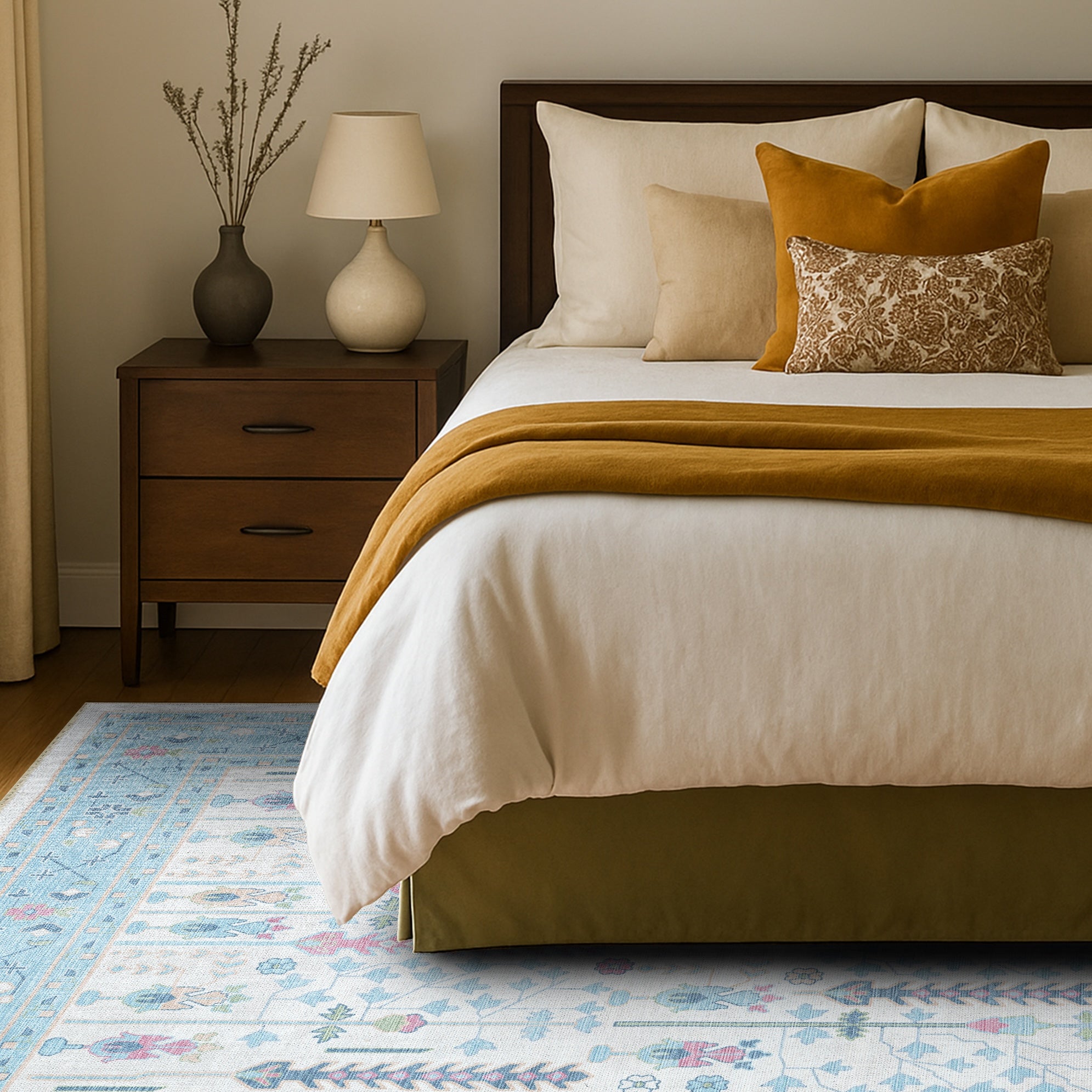 Annela Pastel Light Blue Modern Oushak Rug