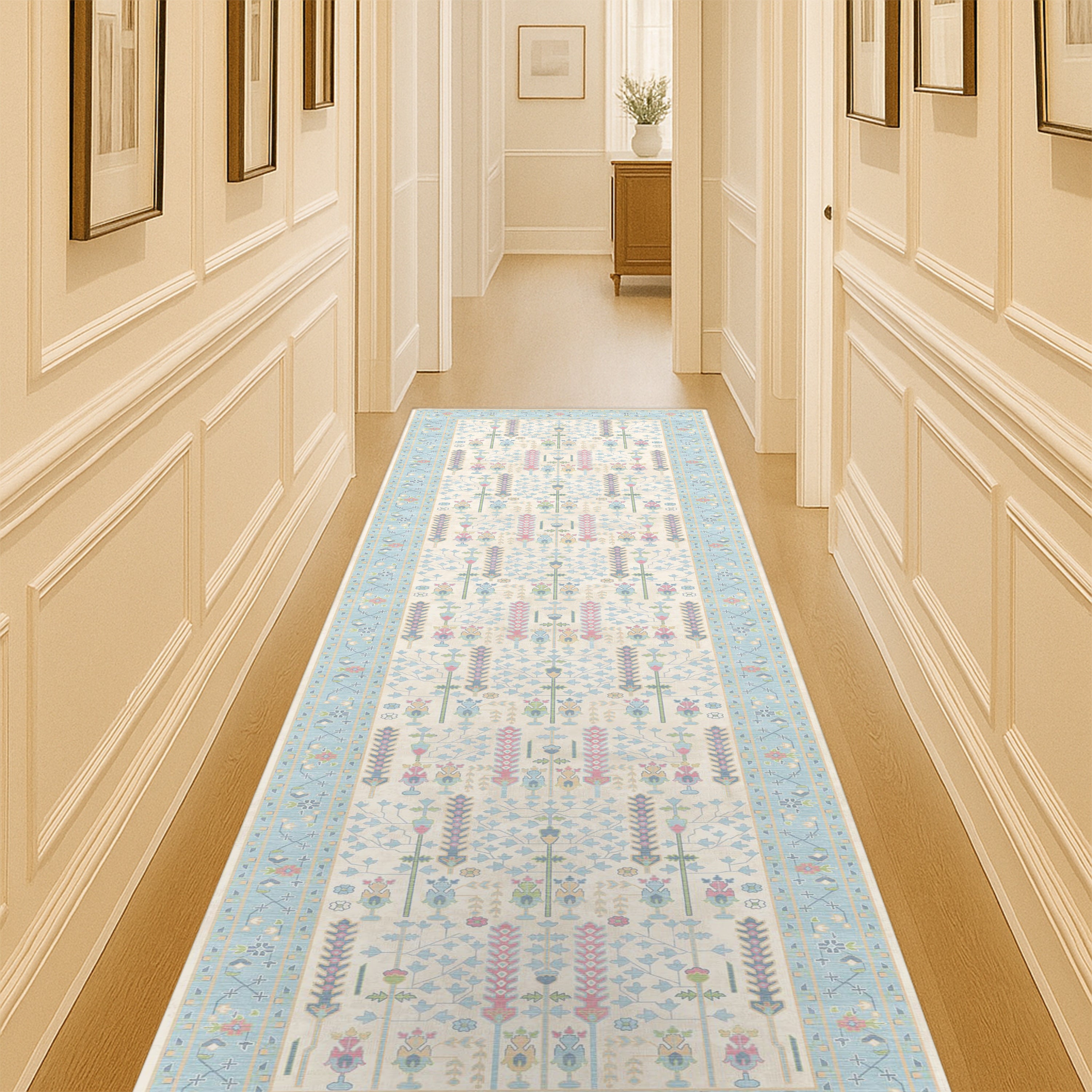 Annela Pastel Light Blue Modern Oushak Rug