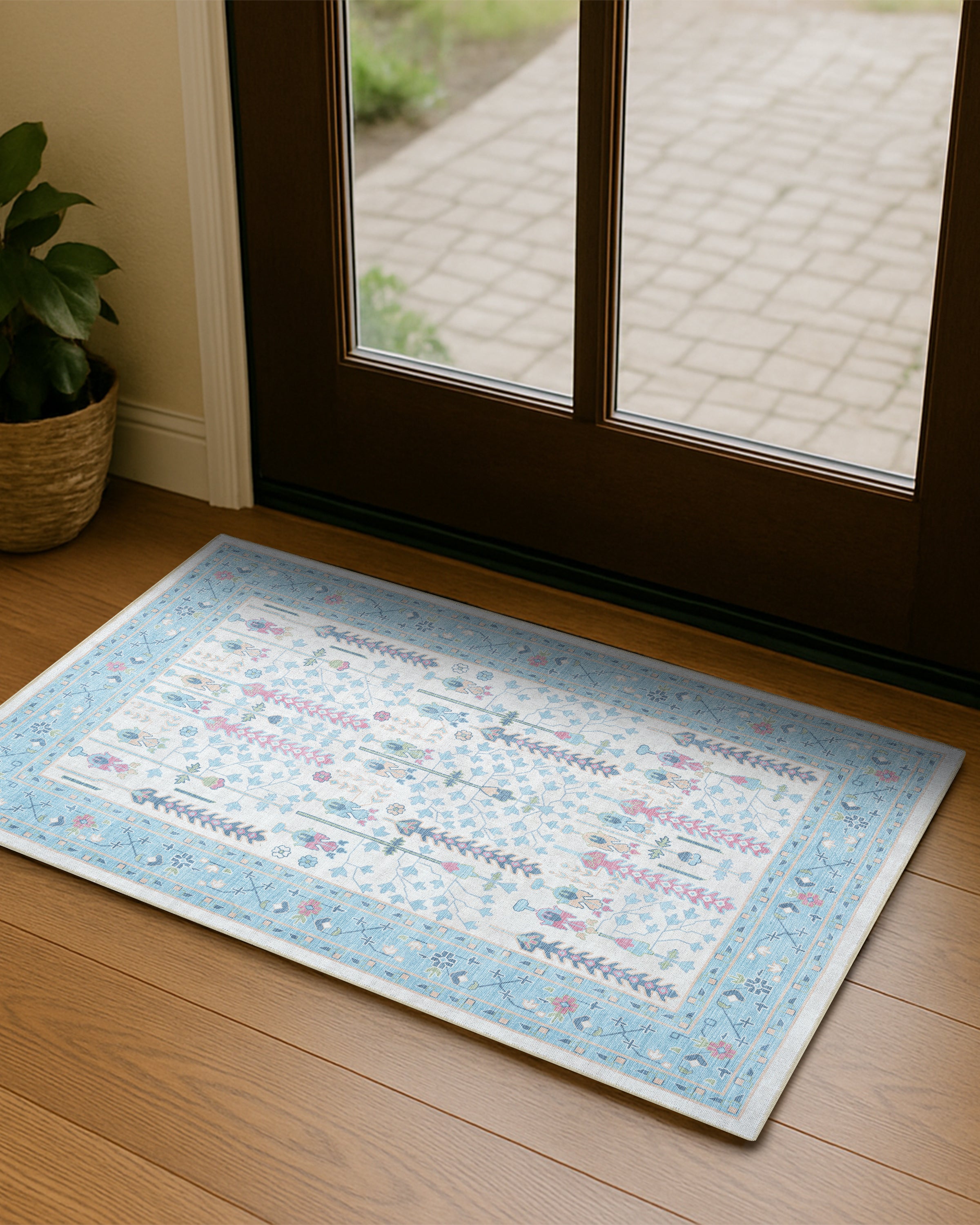 Annela Pastel Light Blue Modern Oushak Rug