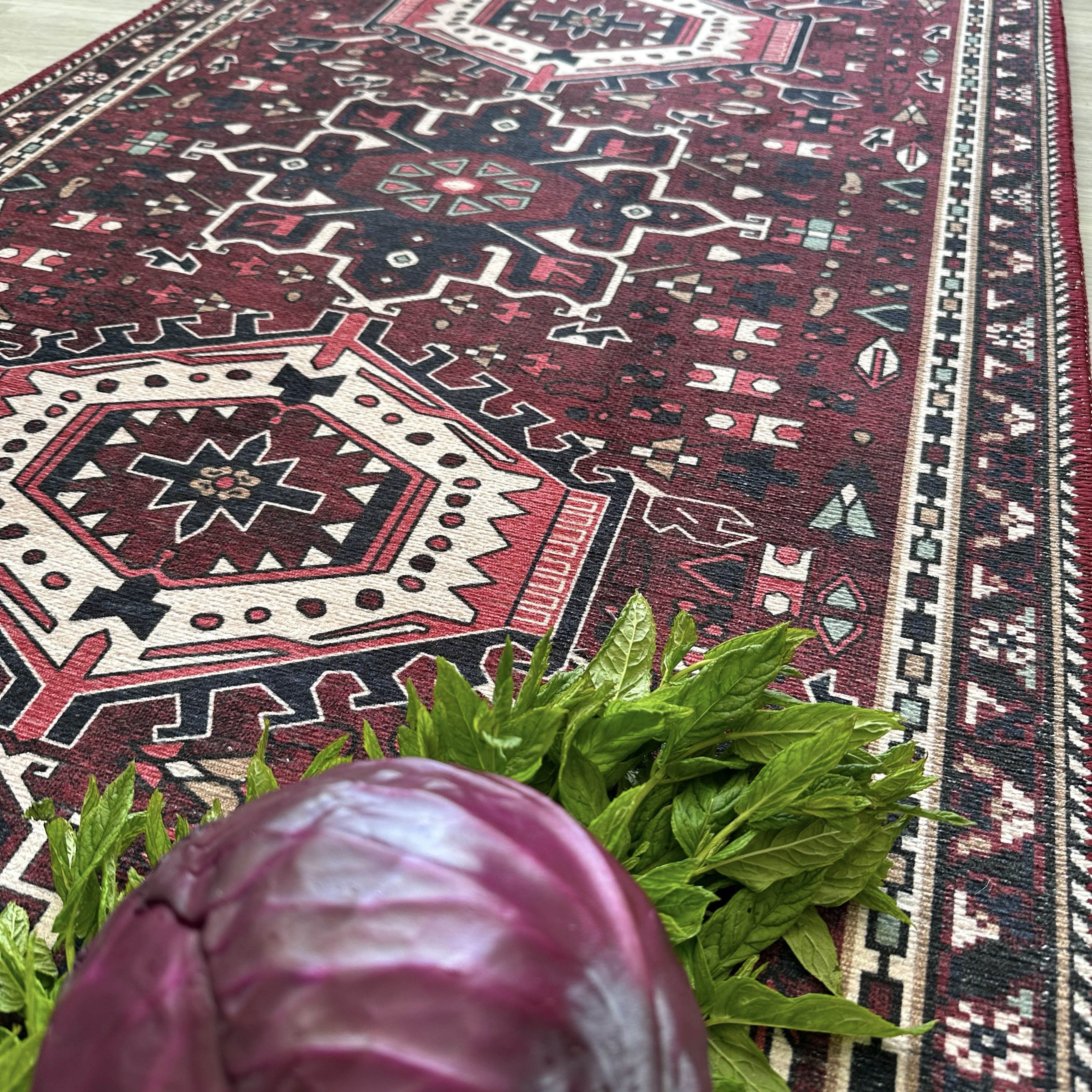 Elodie Red Burgundy Heriz Persian Rug