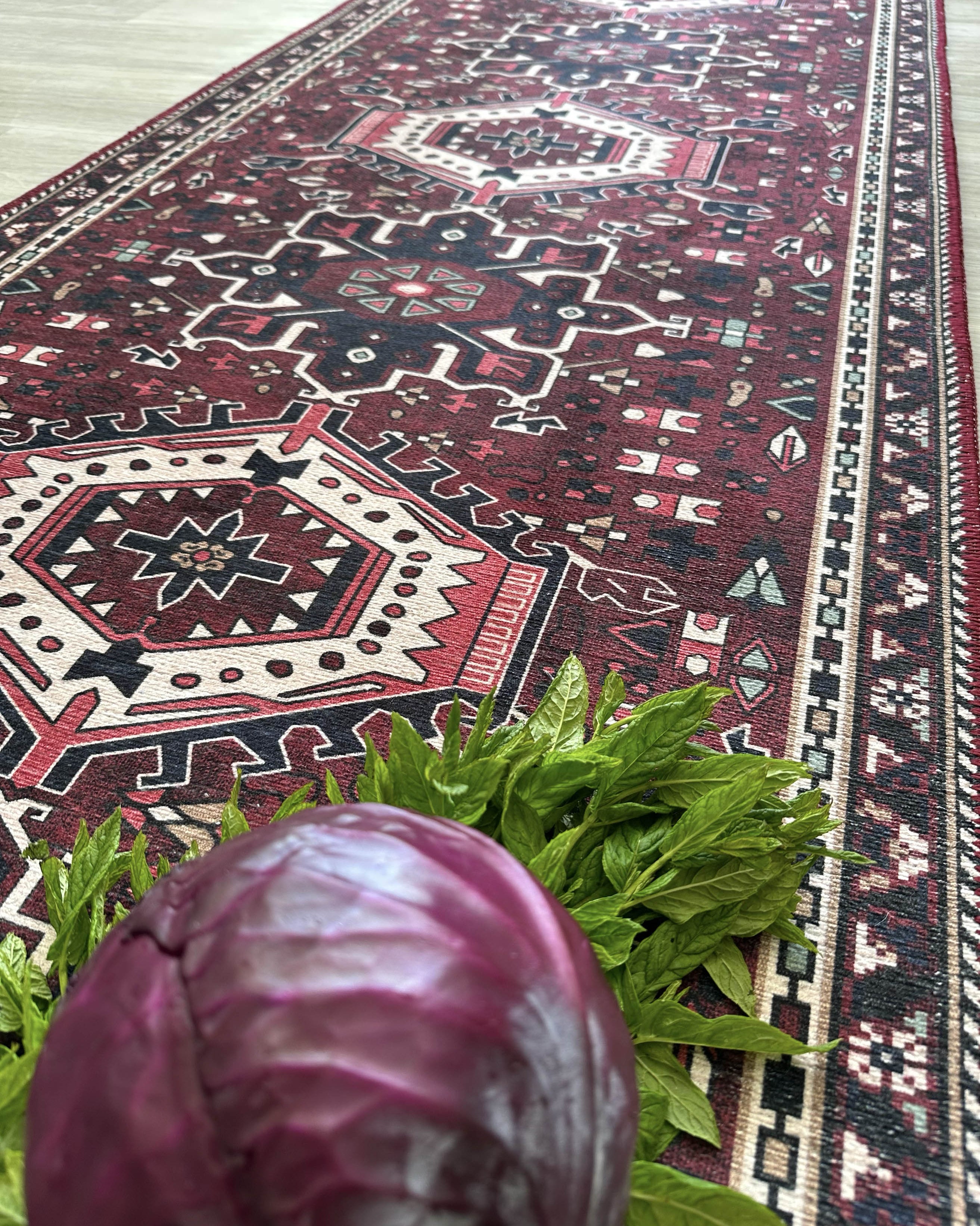 Elodie Red Burgundy Heriz Persian Rug