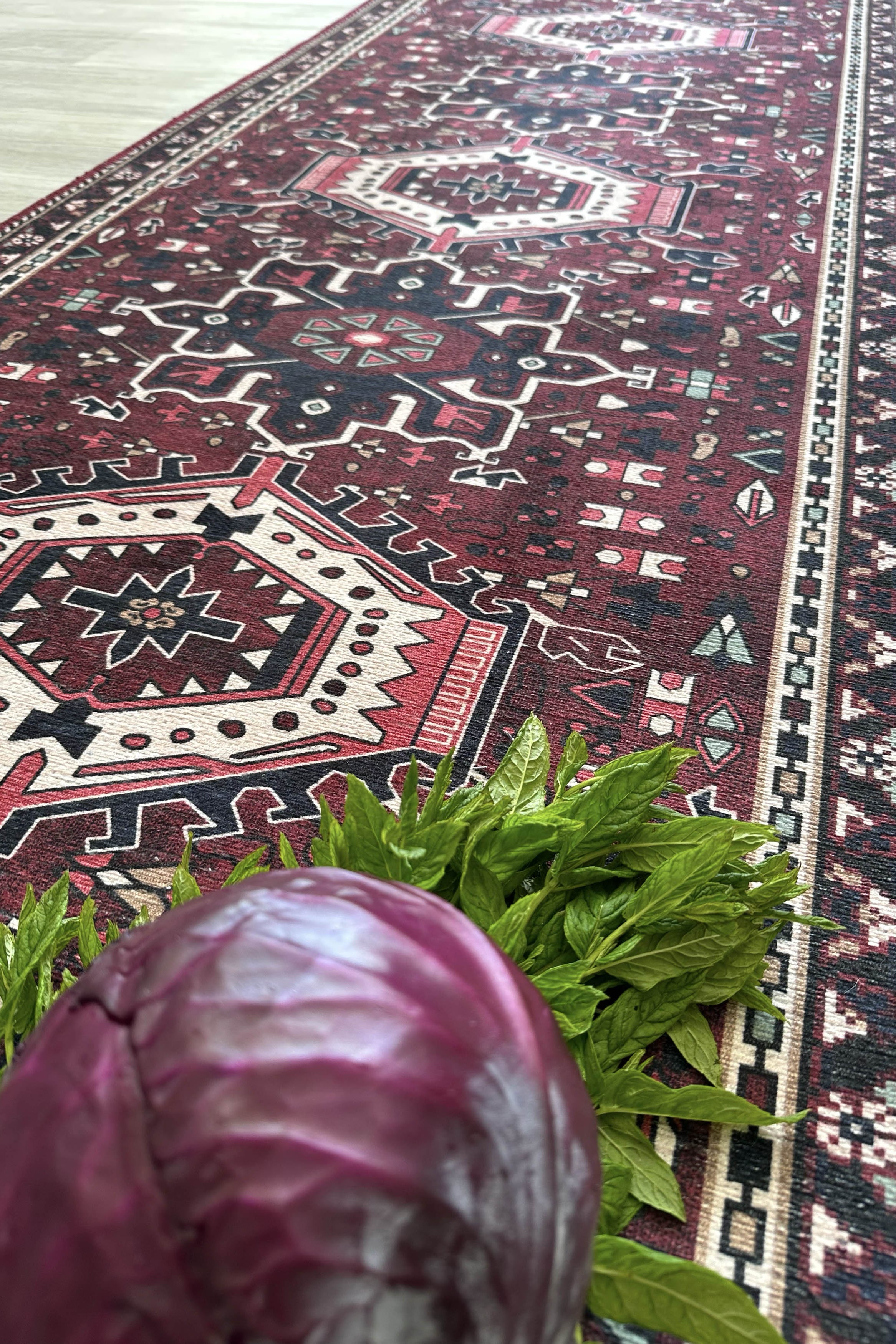 Elodie Red Burgundy Heriz Persian Rug