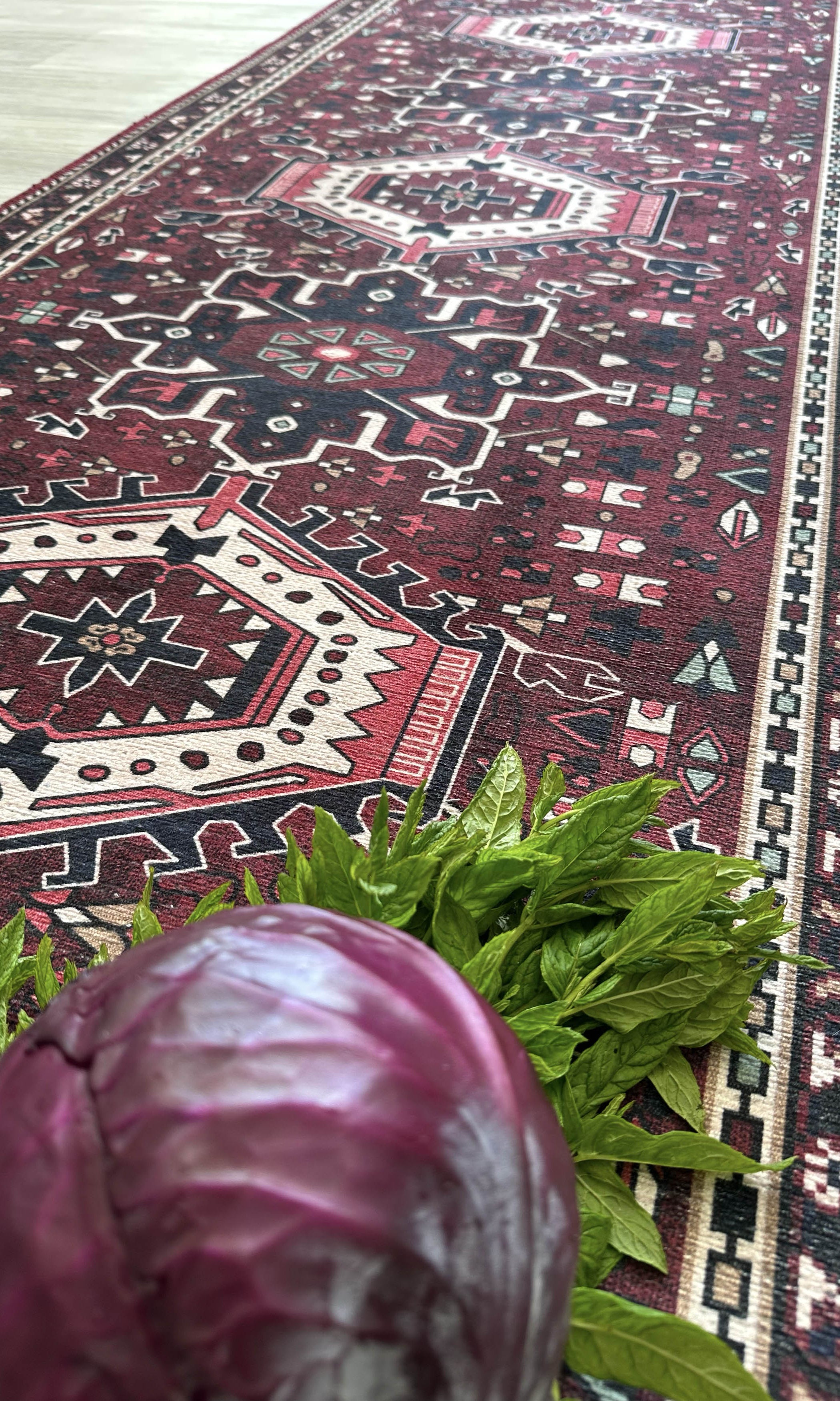 Elodie Red Burgundy Heriz Persian Rug