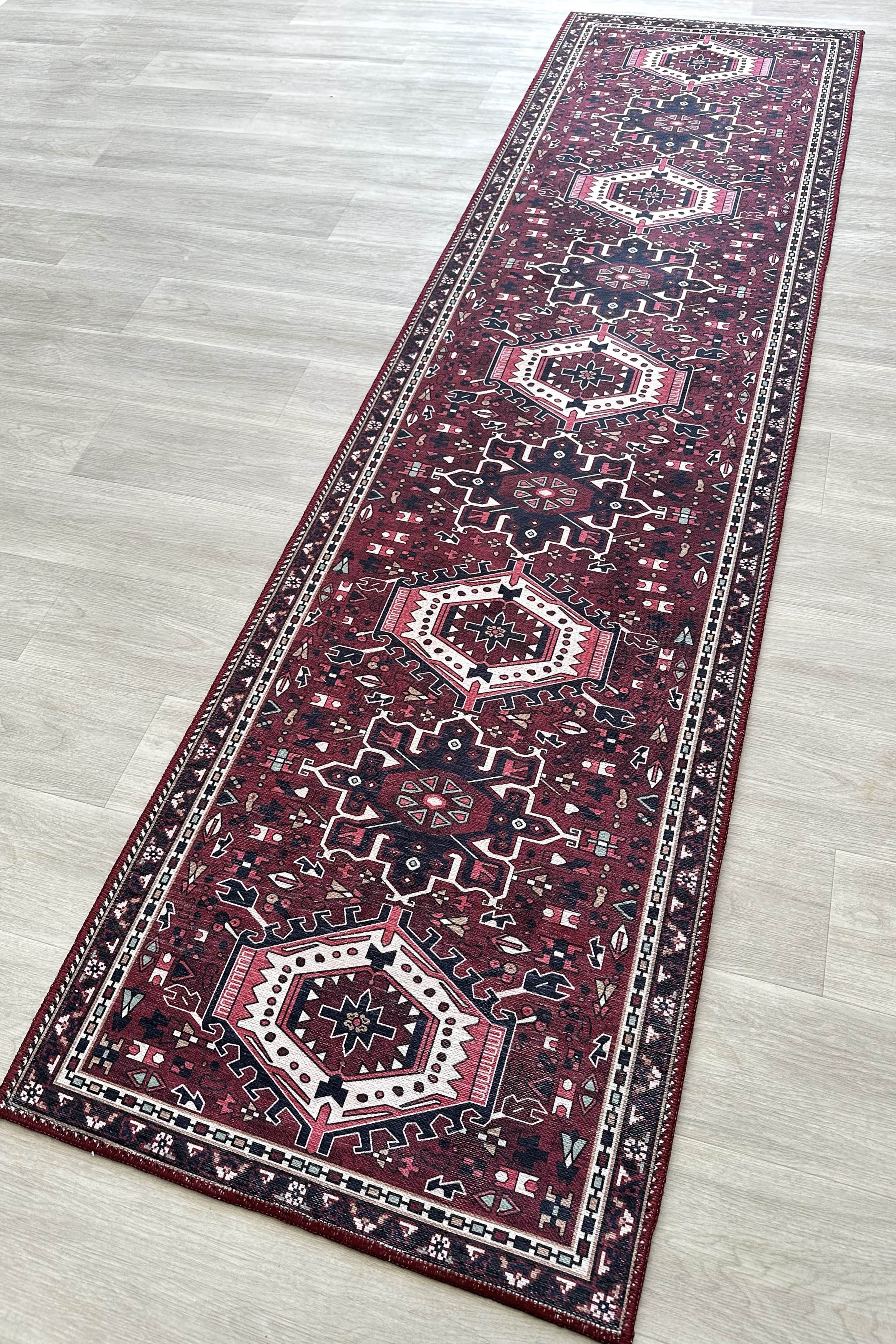 Elodie Red Burgundy Heriz Persian Rug
