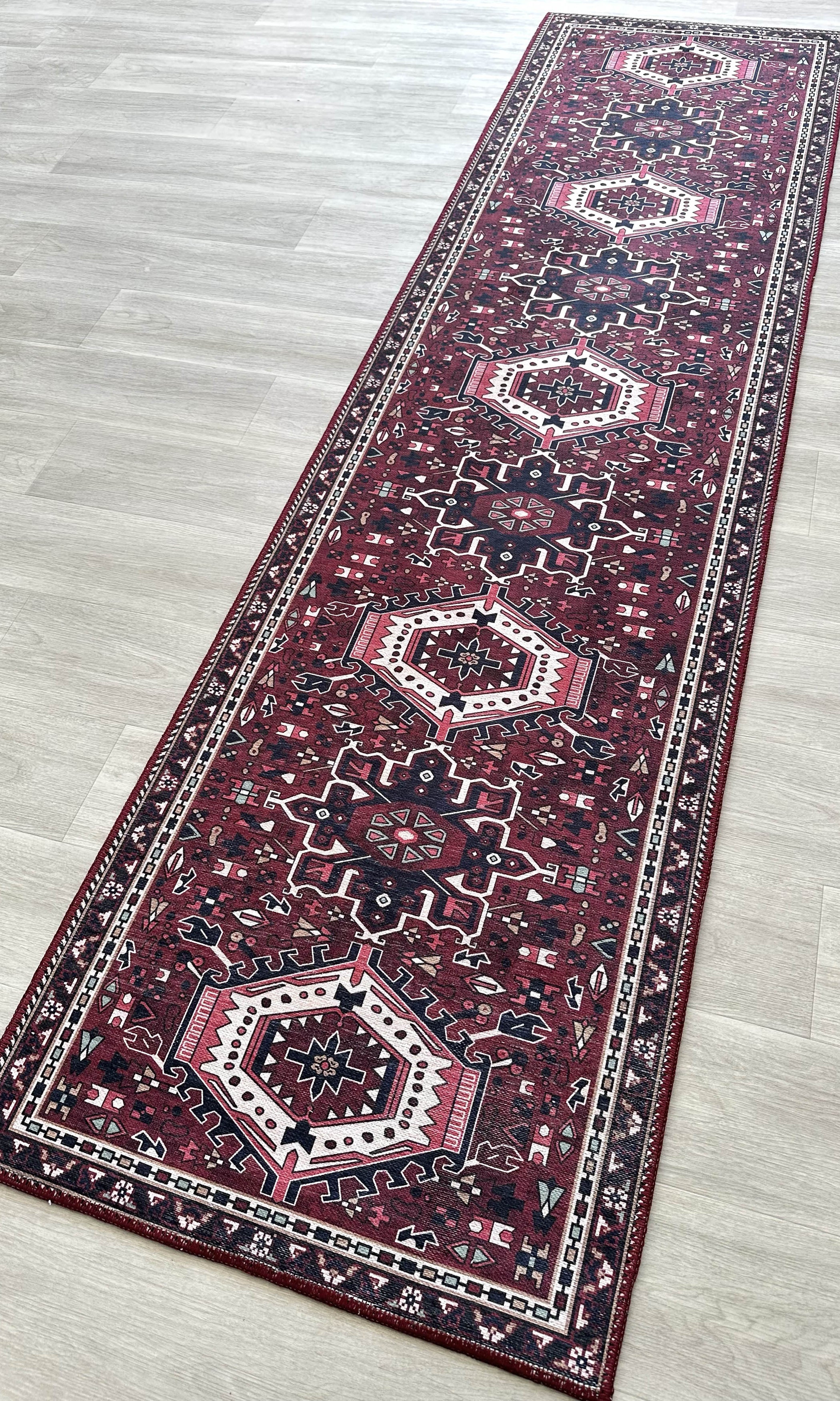Elodie Red Burgundy Heriz Persian Rug