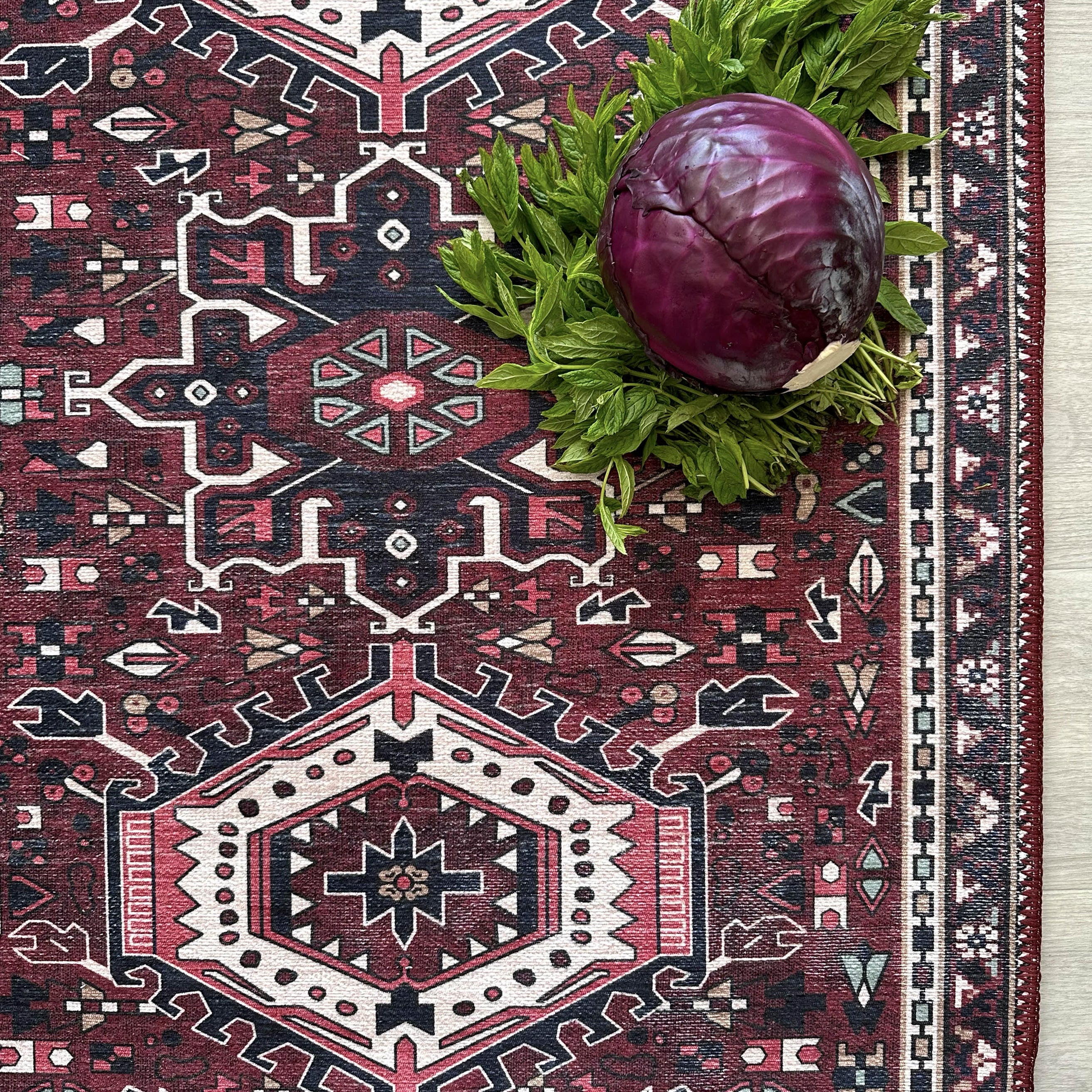 Elodie Red Burgundy Heriz Persian Rug
