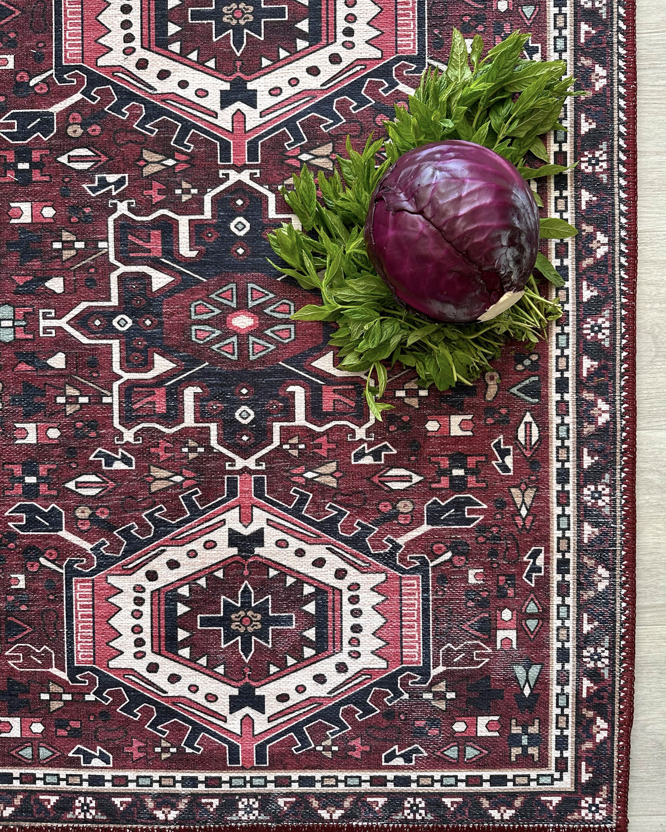 Elodie Red Burgundy Heriz Persian Rug