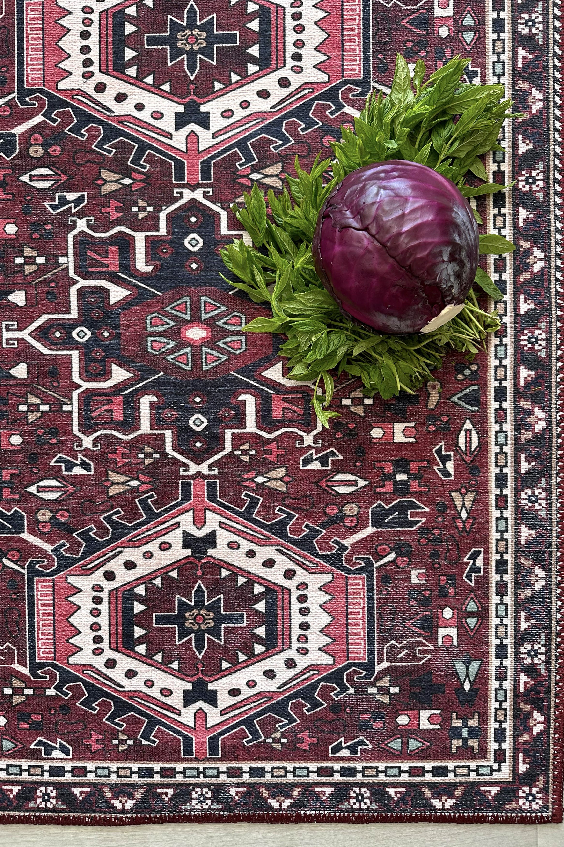 Elodie Red Burgundy Heriz Persian Rug