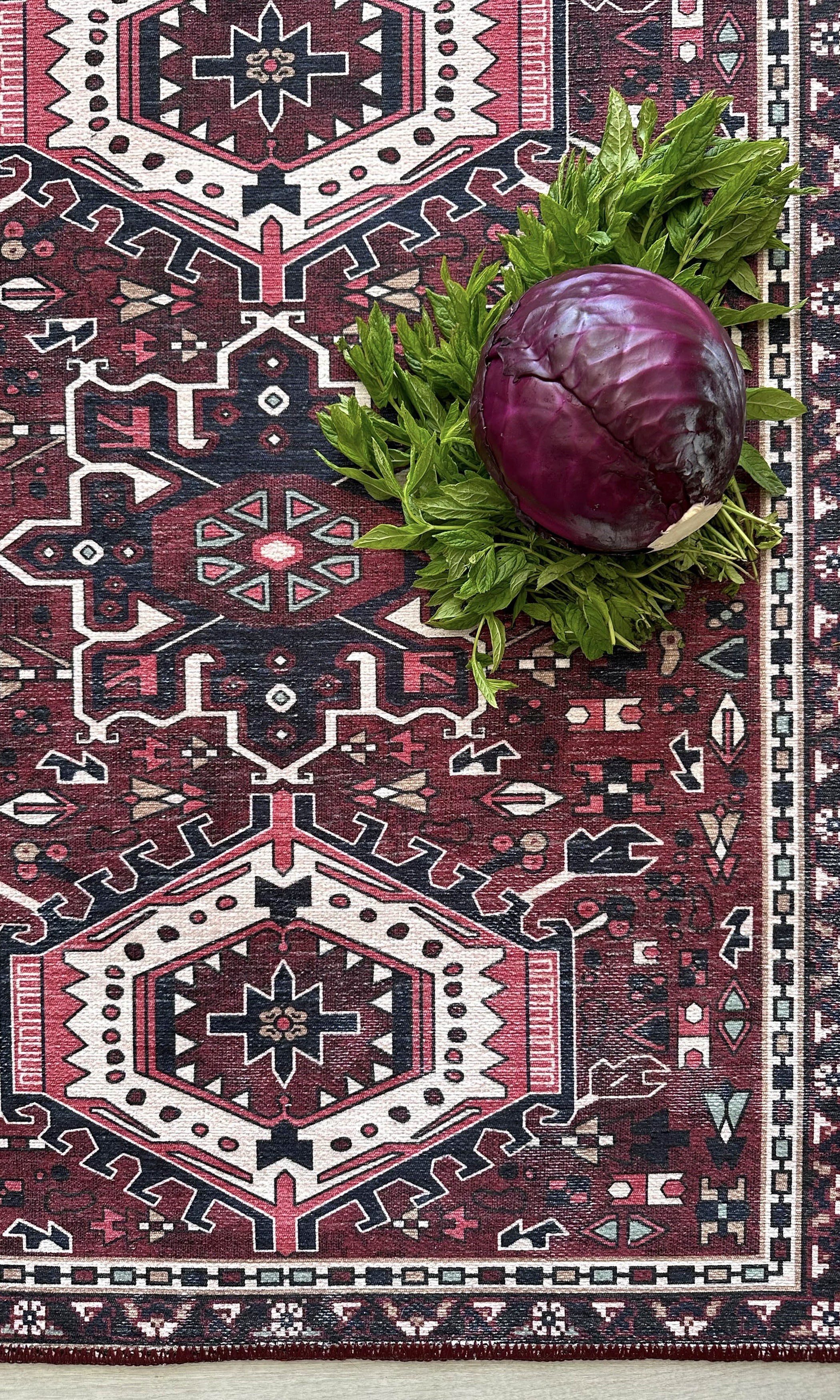 Elodie Red Burgundy Heriz Persian Rug