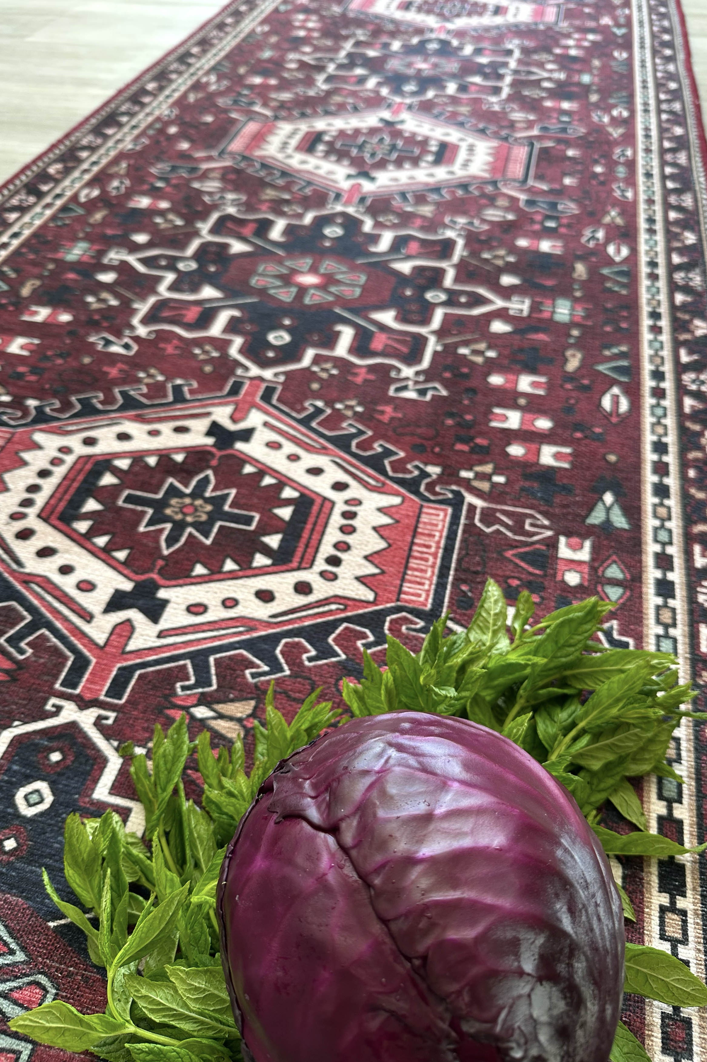 Elodie Red Burgundy Heriz Persian Rug