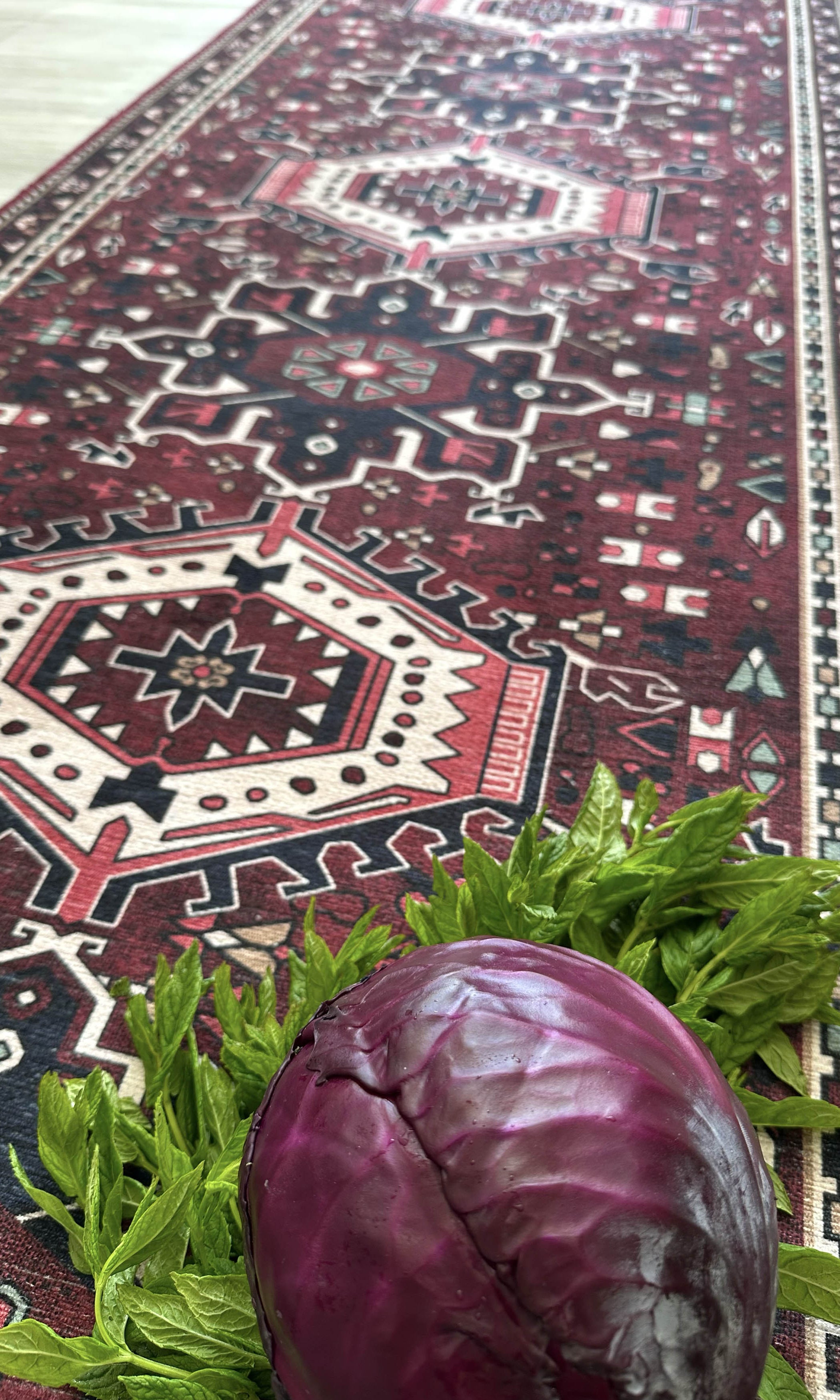 Elodie Red Burgundy Heriz Persian Rug