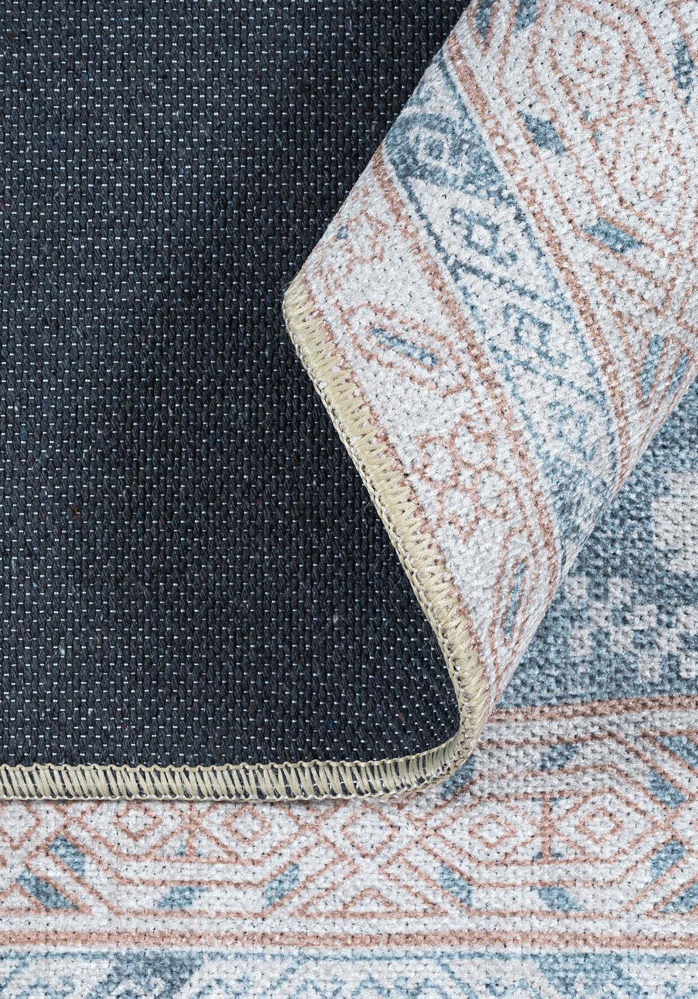 Samara Cream Blue Distressed Turkish Rug