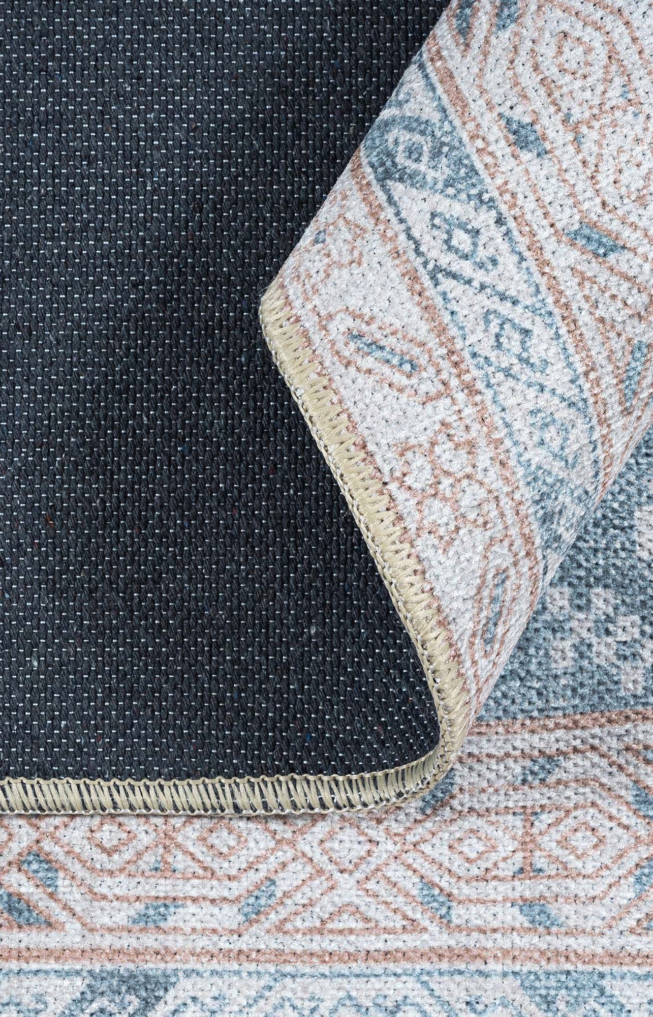 Samara Cream Blue Distressed Turkish Rug