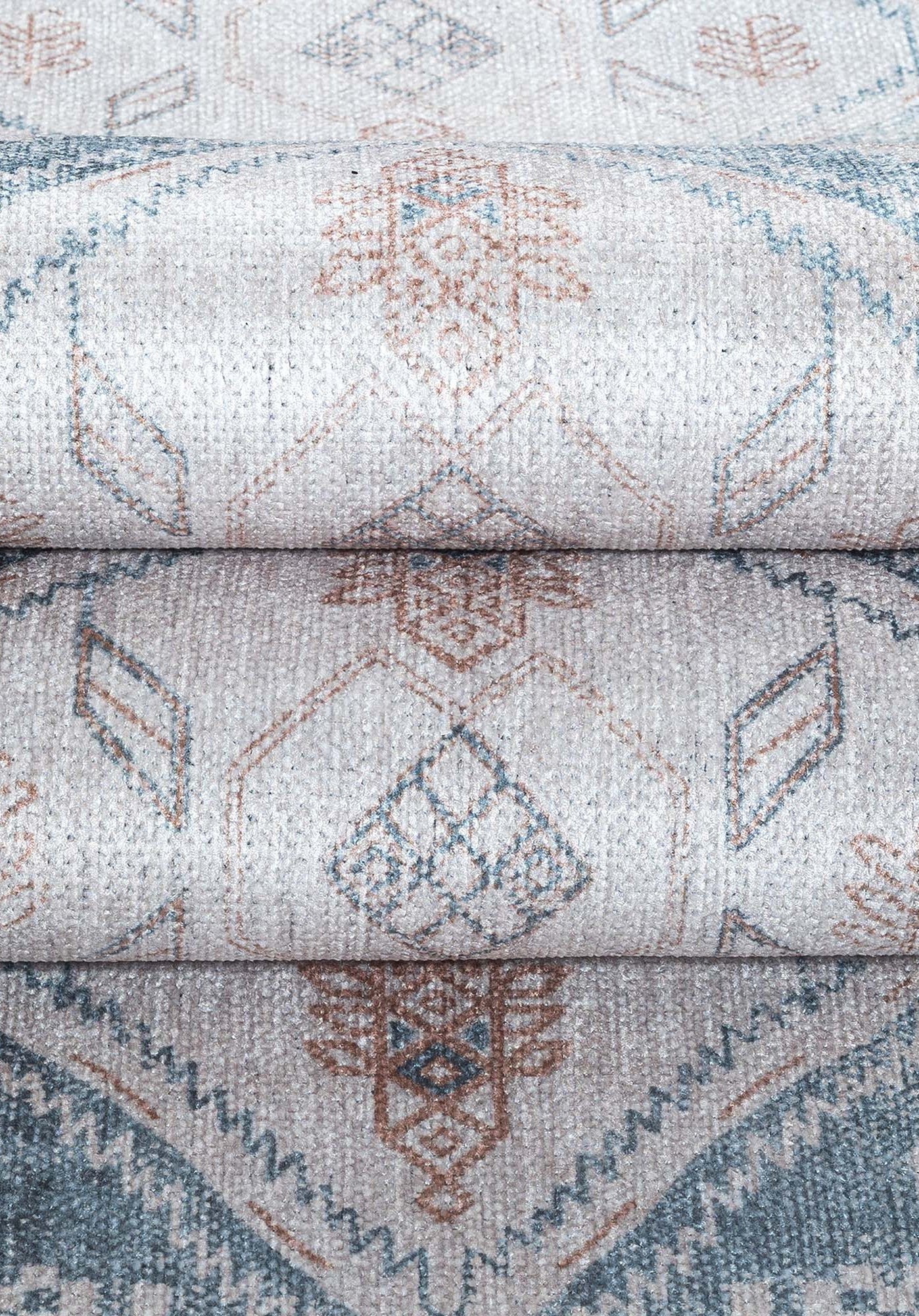 Samara Cream Blue Distressed Turkish Rug