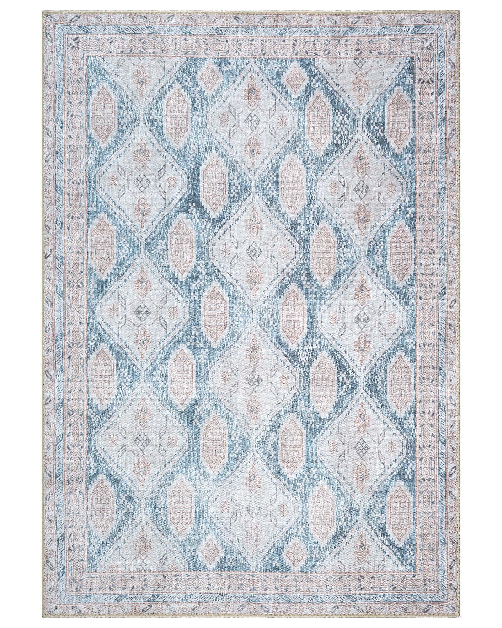 Samara Cream Blue Distressed Turkish Rug