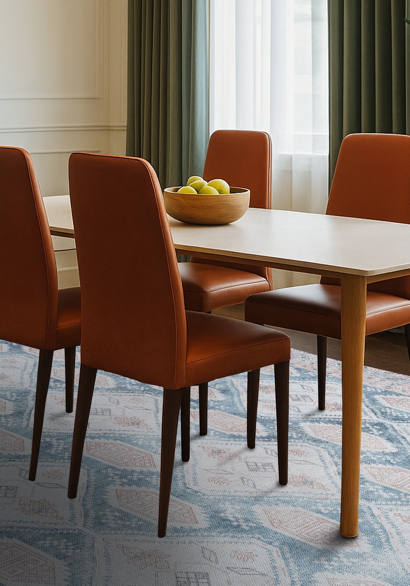 Samara Cream Blue Distressed Turkish Rug