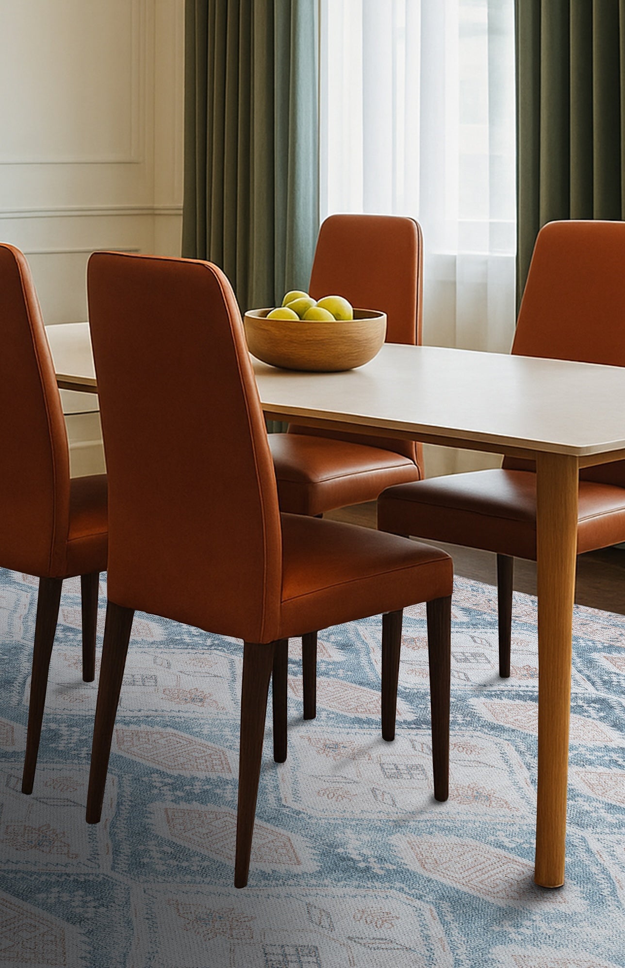 Samara Cream Blue Distressed Turkish Rug