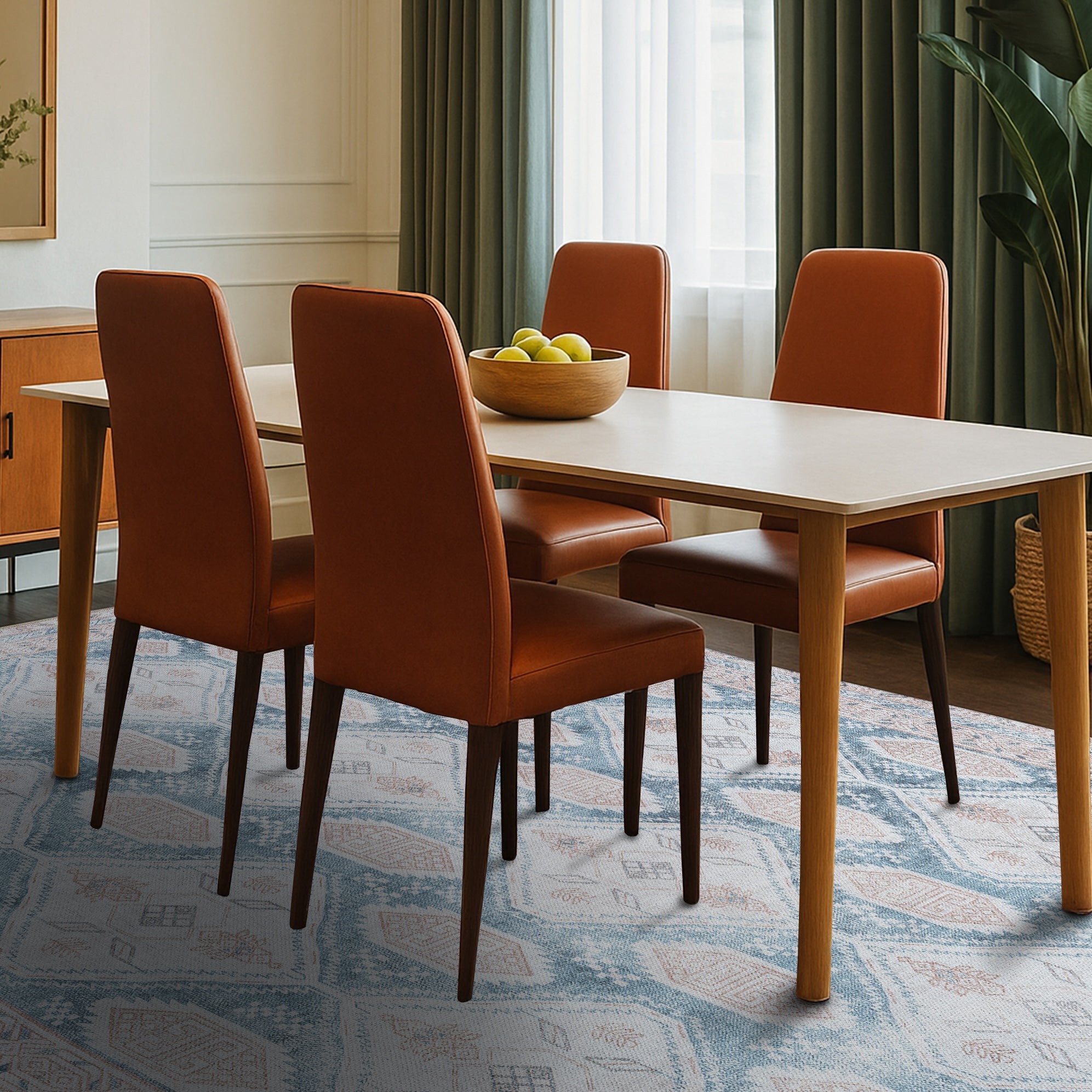 Samara Cream Blue Distressed Turkish Rug