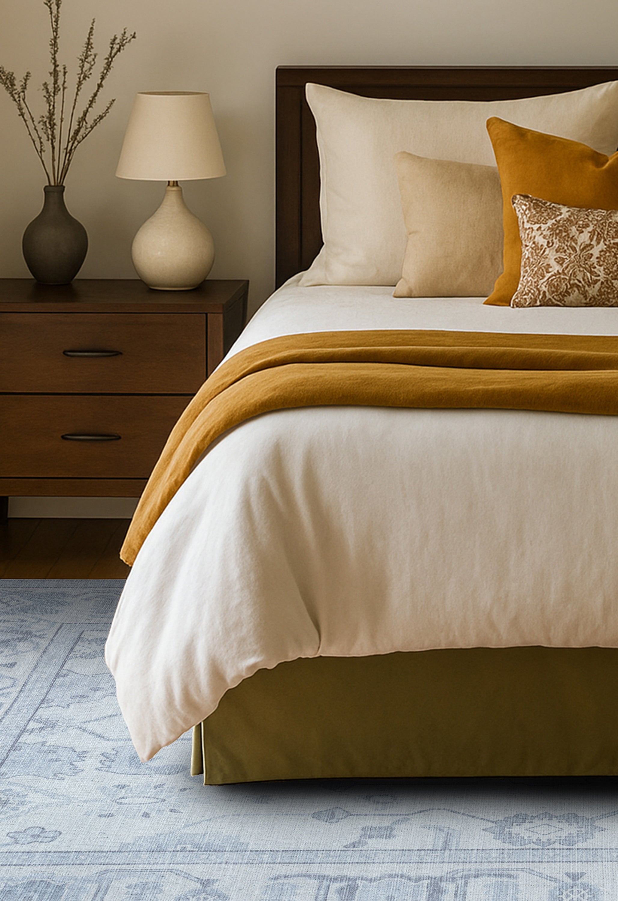 Inas Neutral Gray White Oushak Rug