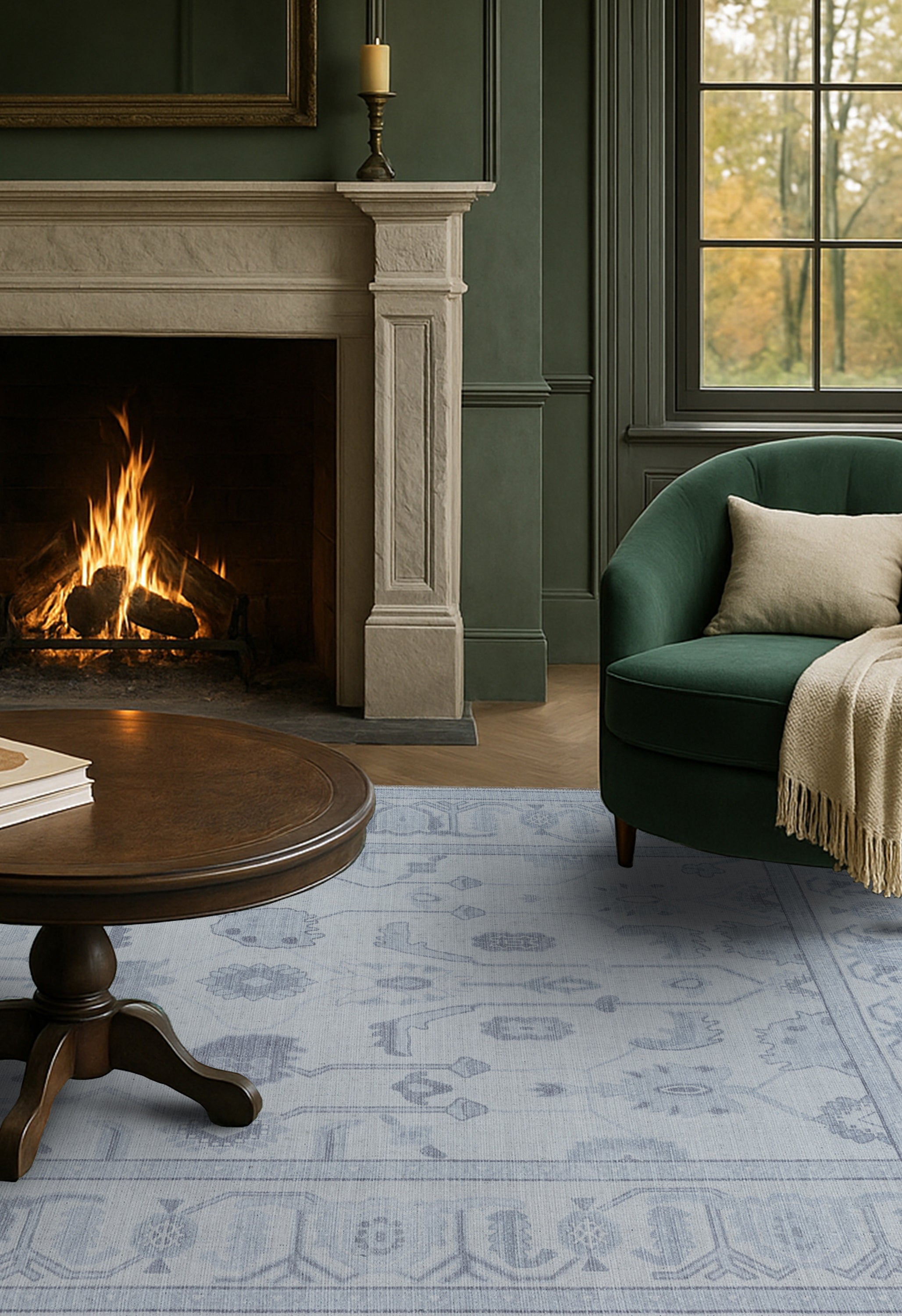 Inas Neutral Gray White Oushak Rug