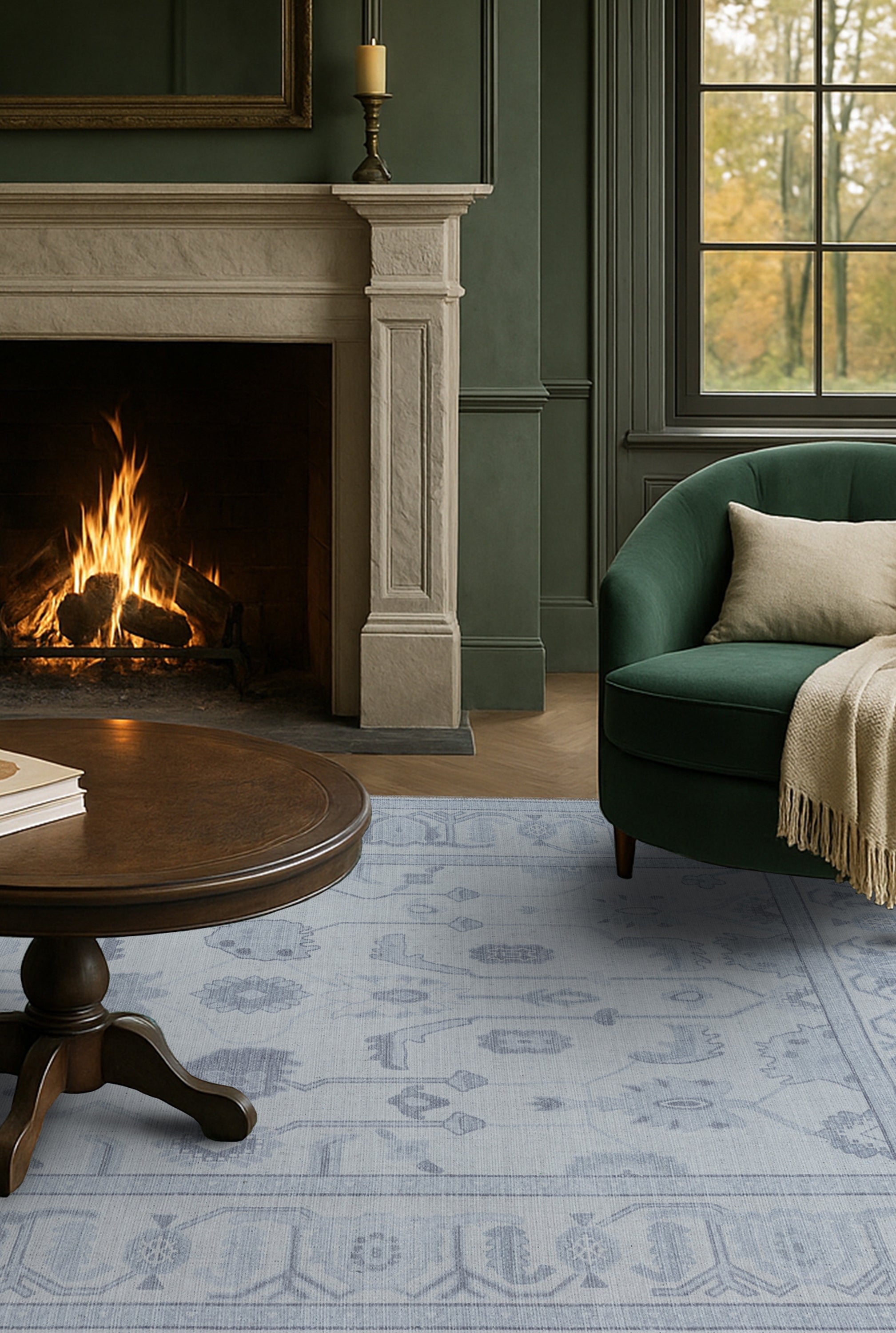 Inas Neutral Gray White Oushak Rug