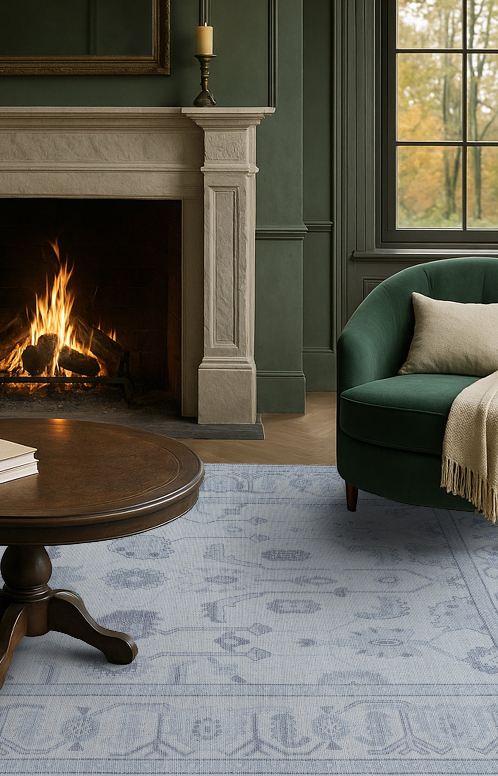 Inas Neutral Gray White Oushak Rug