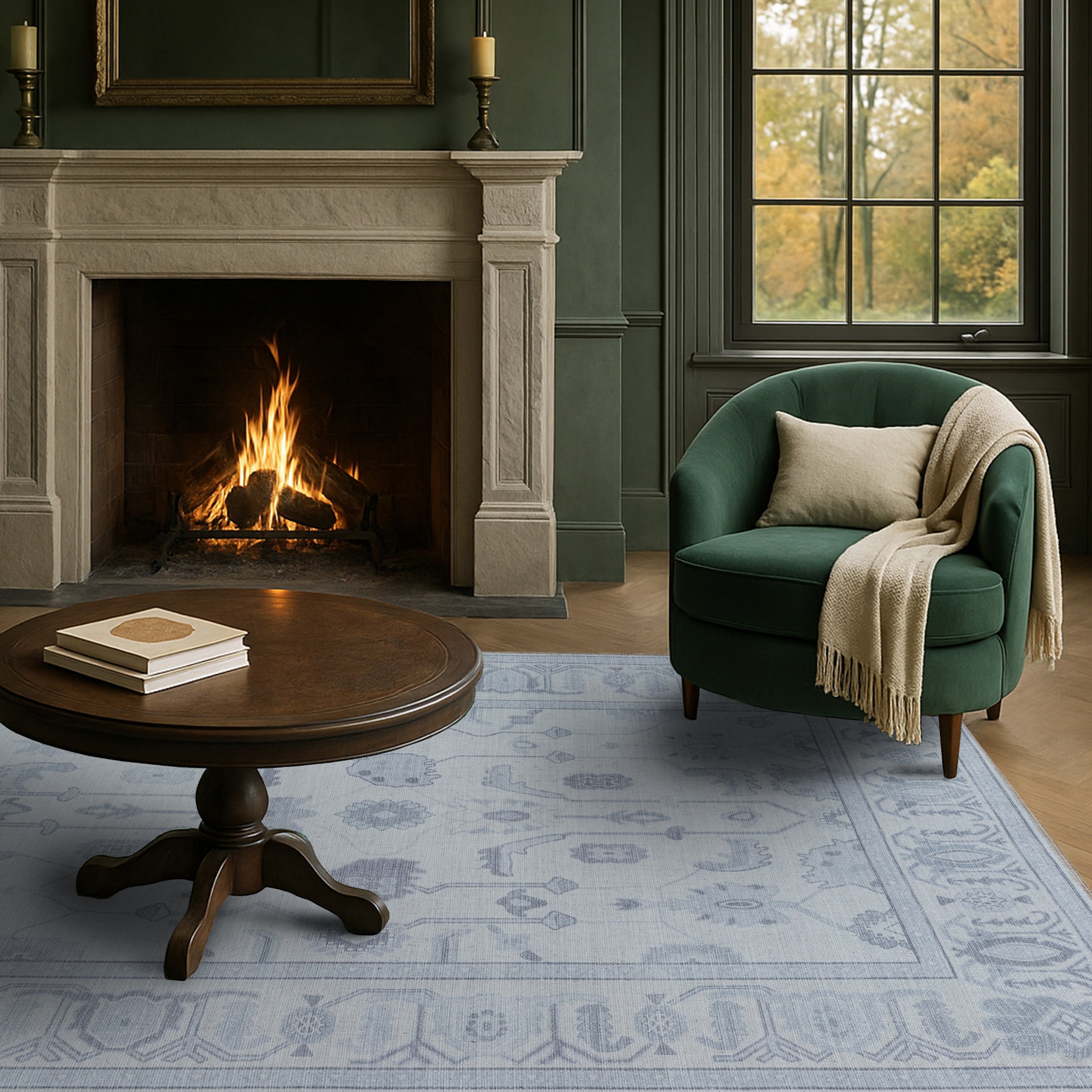 Inas Neutral Gray White Oushak Rug