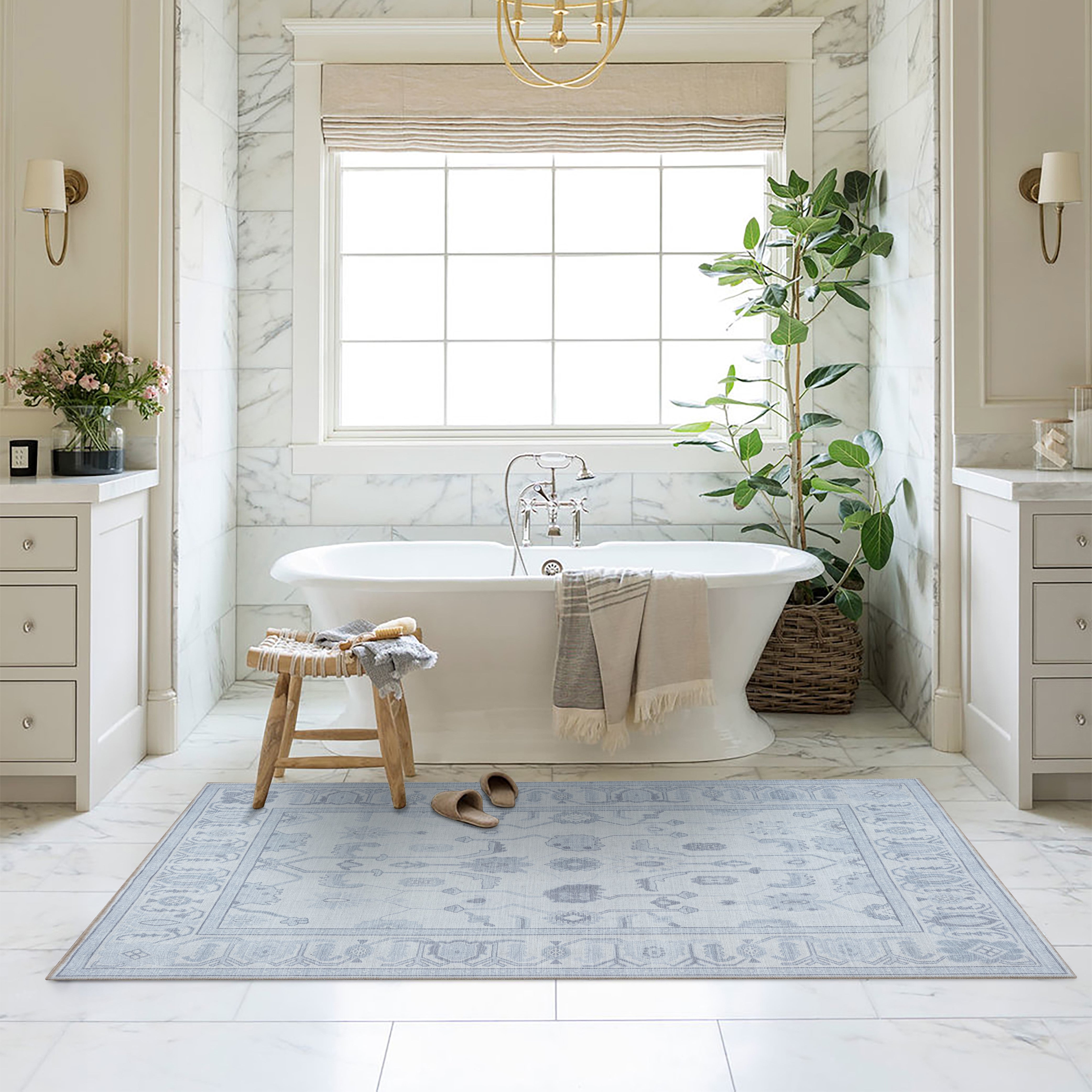 Inas Neutral Gray White Oushak Rug