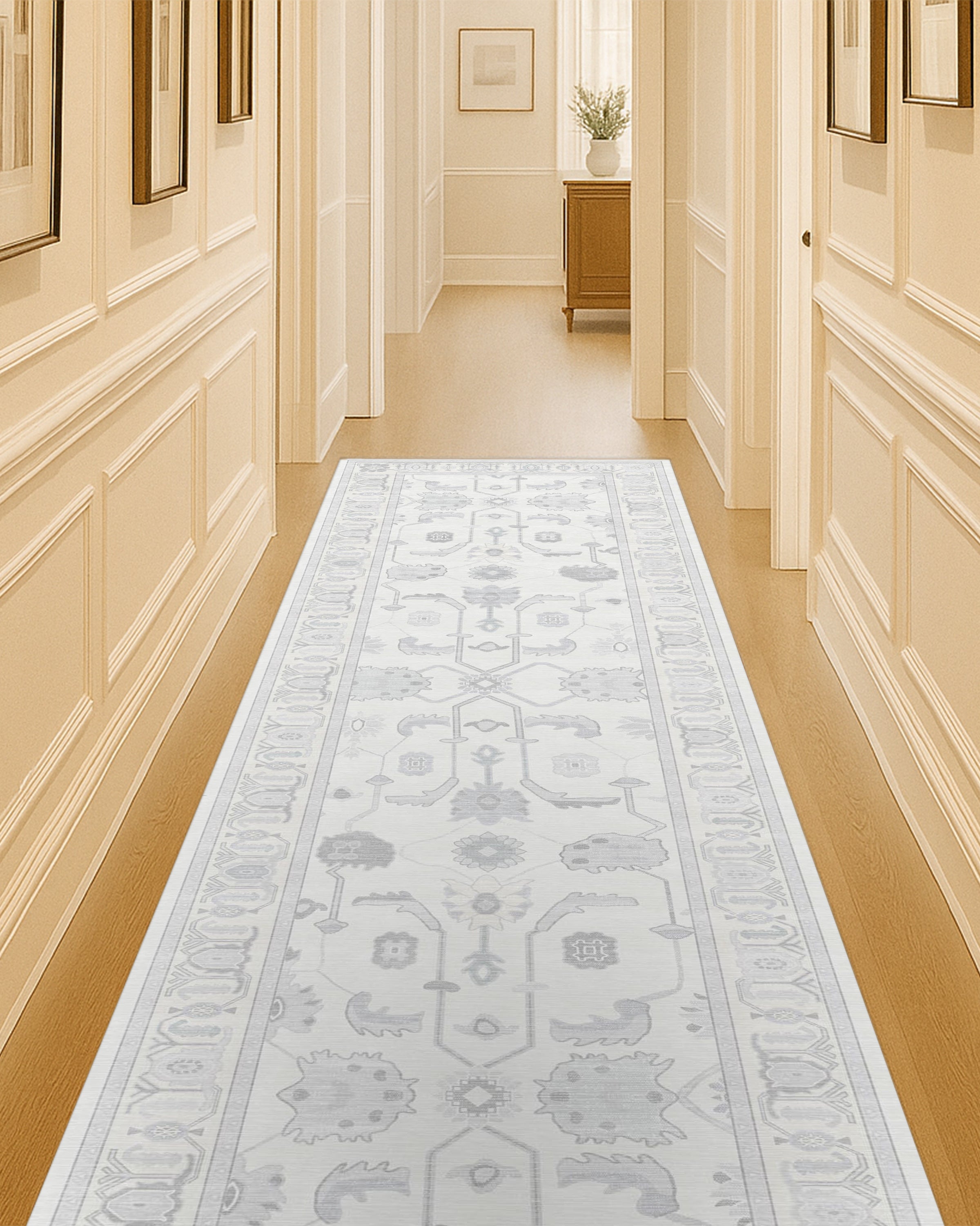 Inas Neutral Gray White Oushak Rug