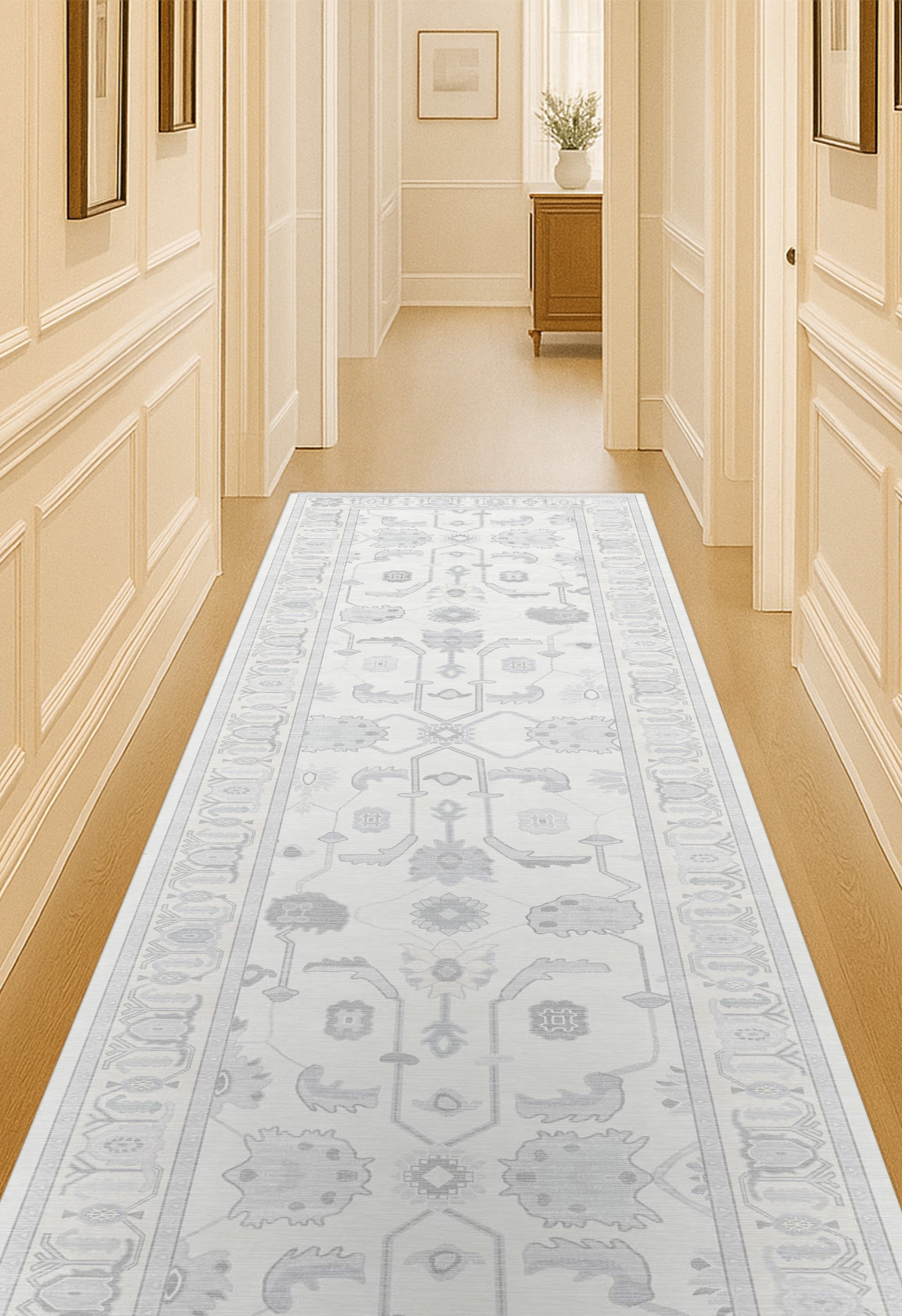 Inas Neutral Gray White Oushak Rug