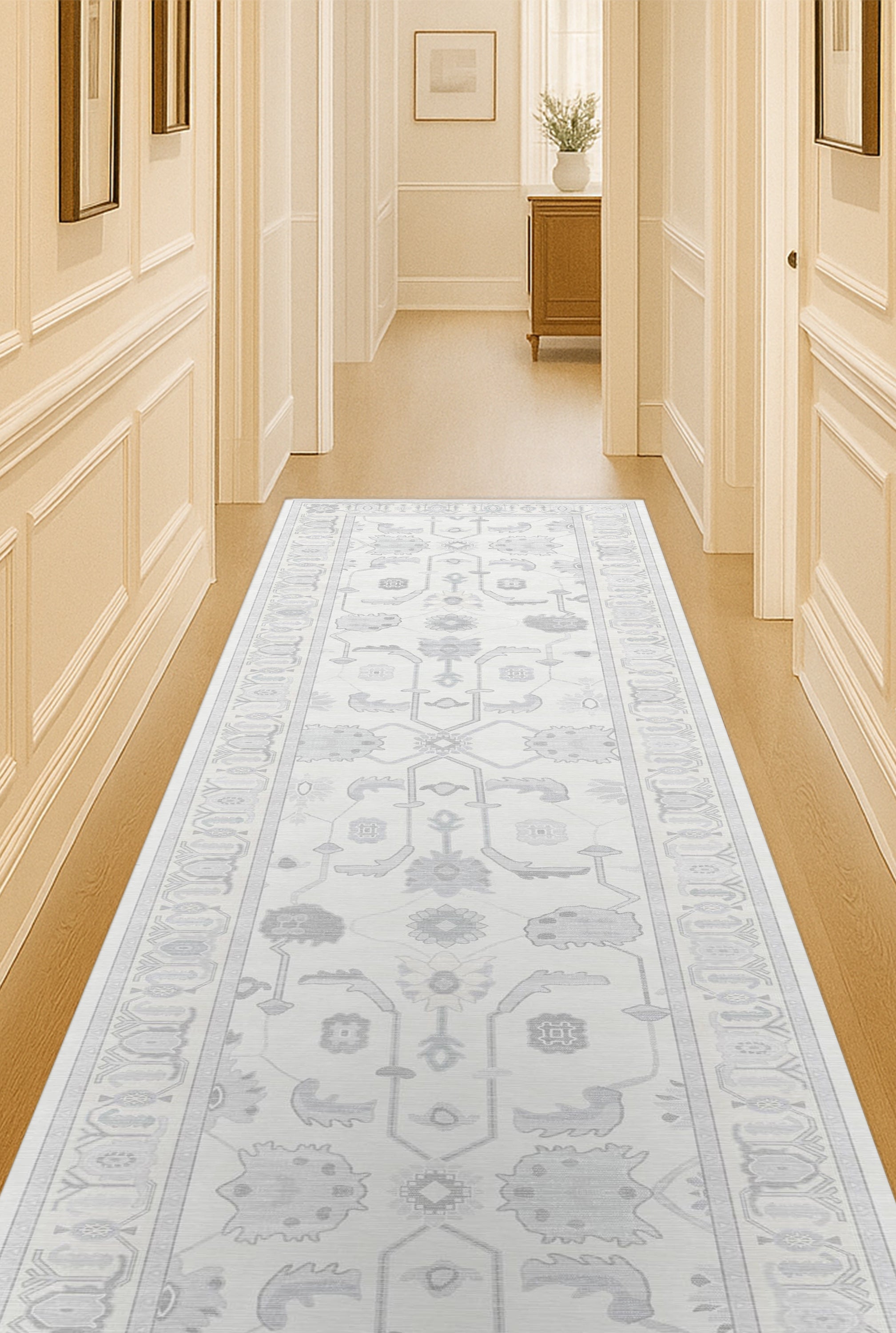 Inas Neutral Gray White Oushak Rug