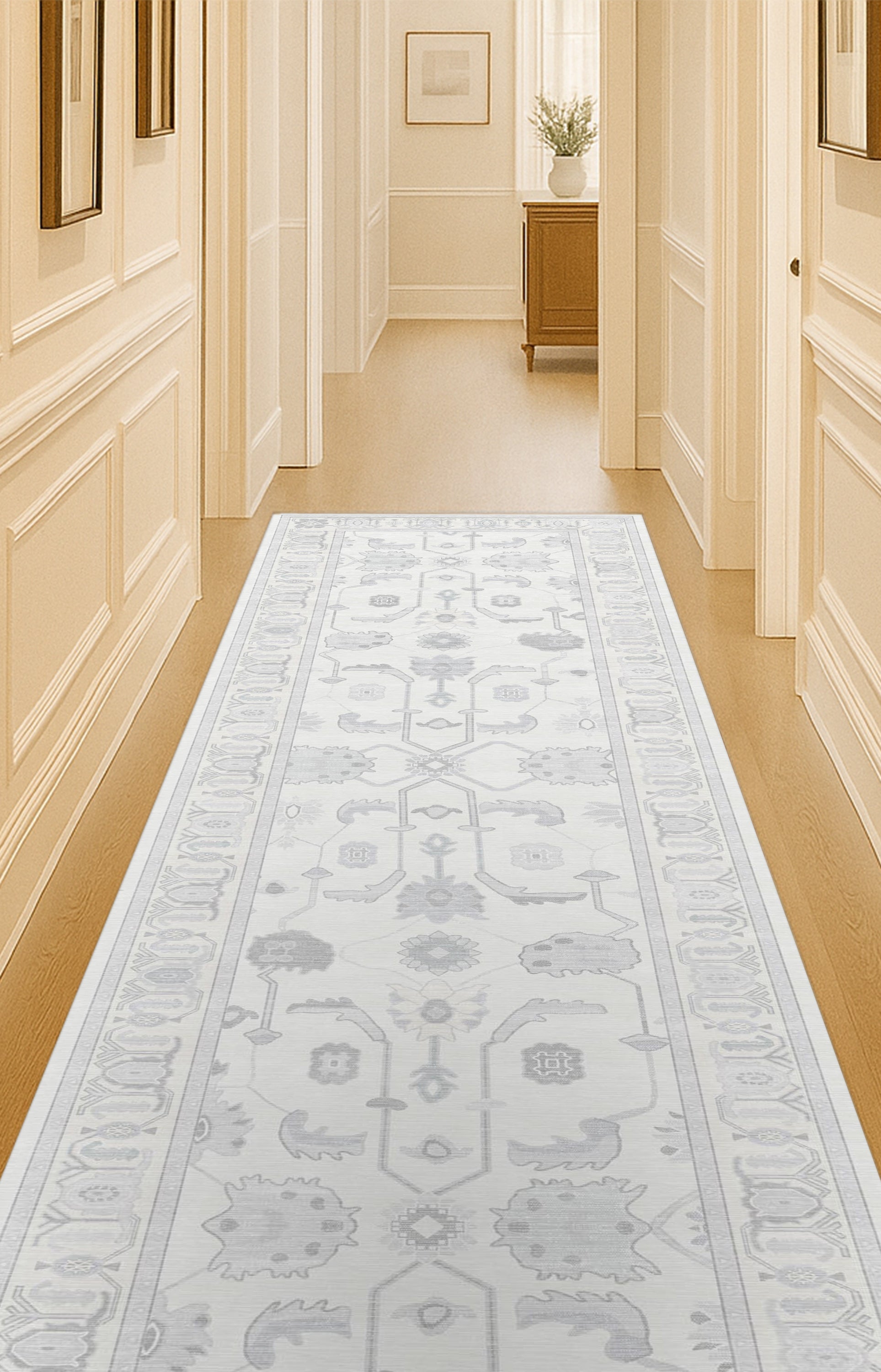 Inas Neutral Gray White Oushak Rug