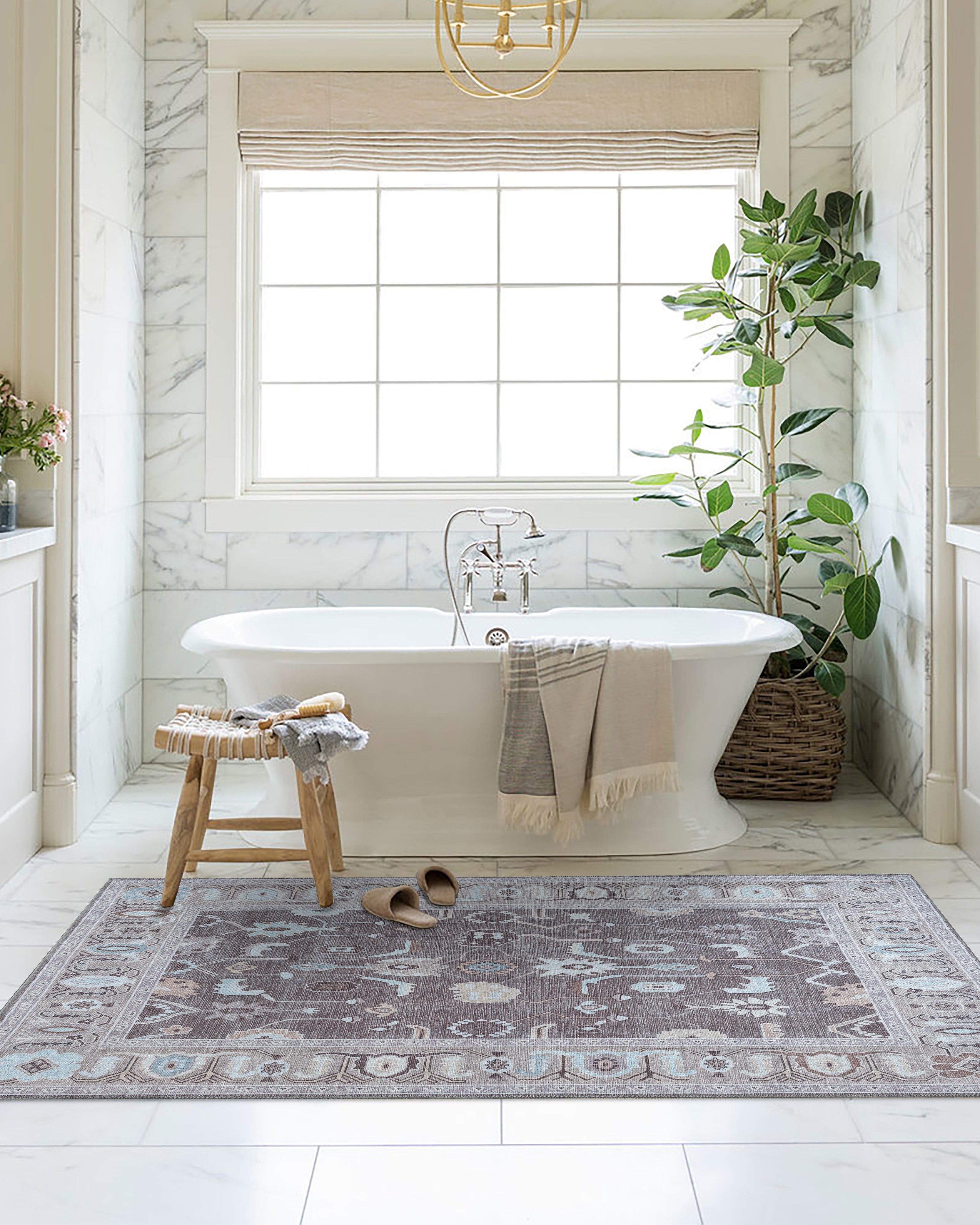 Rawiya Brown Gray Modern Oushak Rug