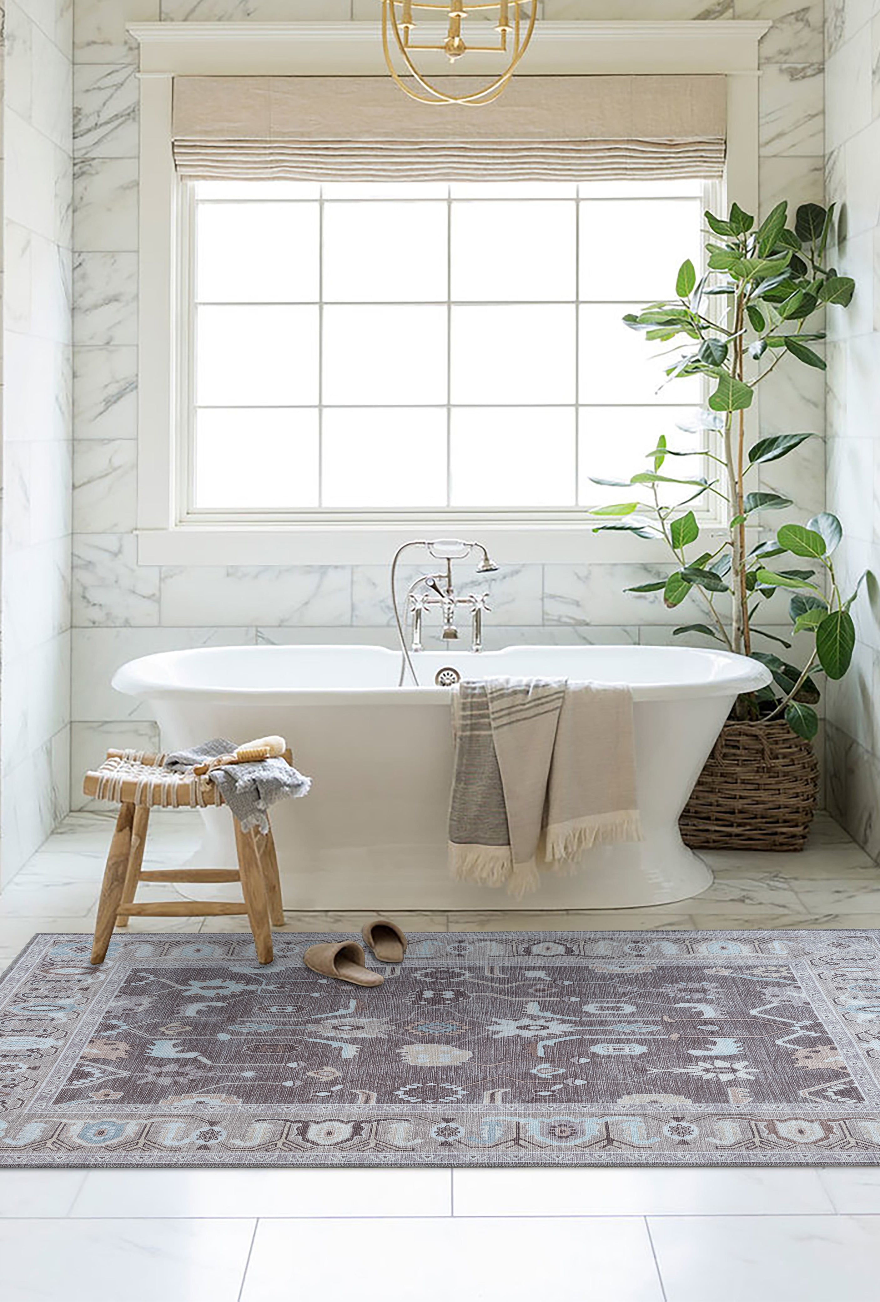 Rawiya Brown Gray Modern Oushak Rug