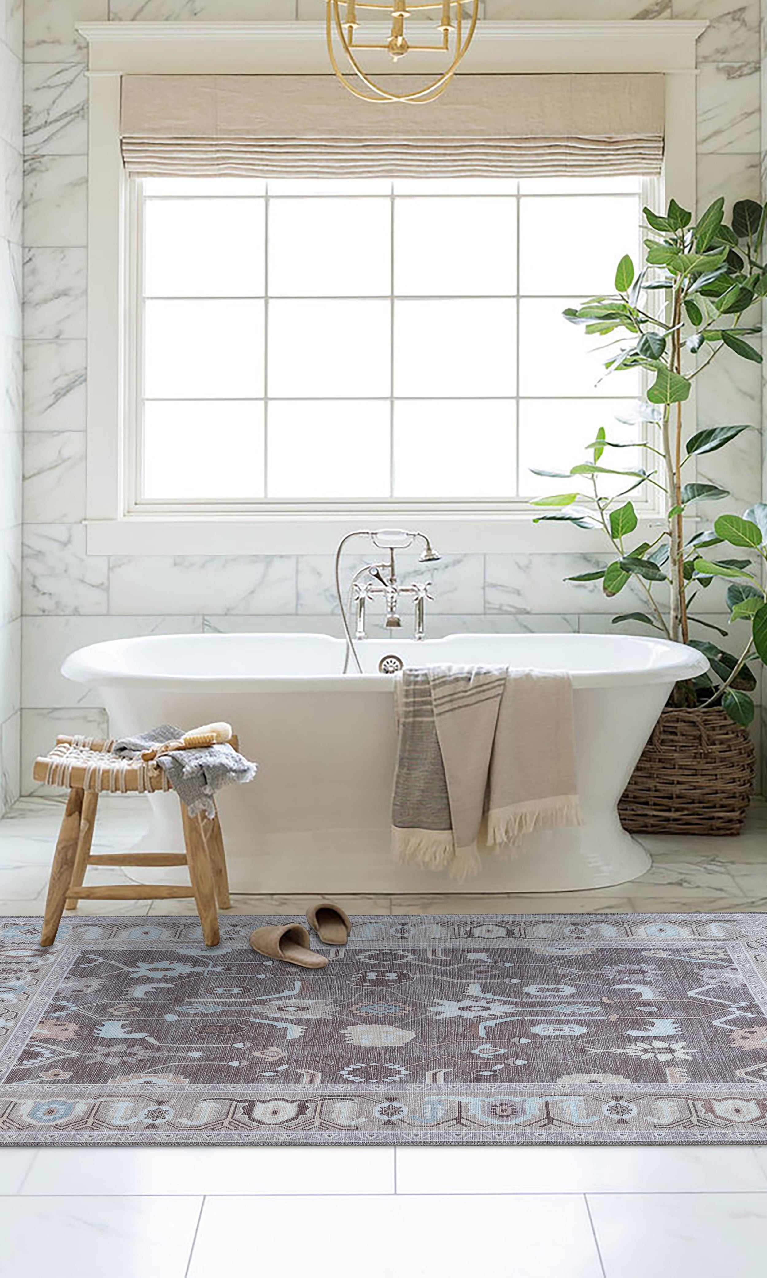 Rawiya Brown Gray Modern Oushak Rug