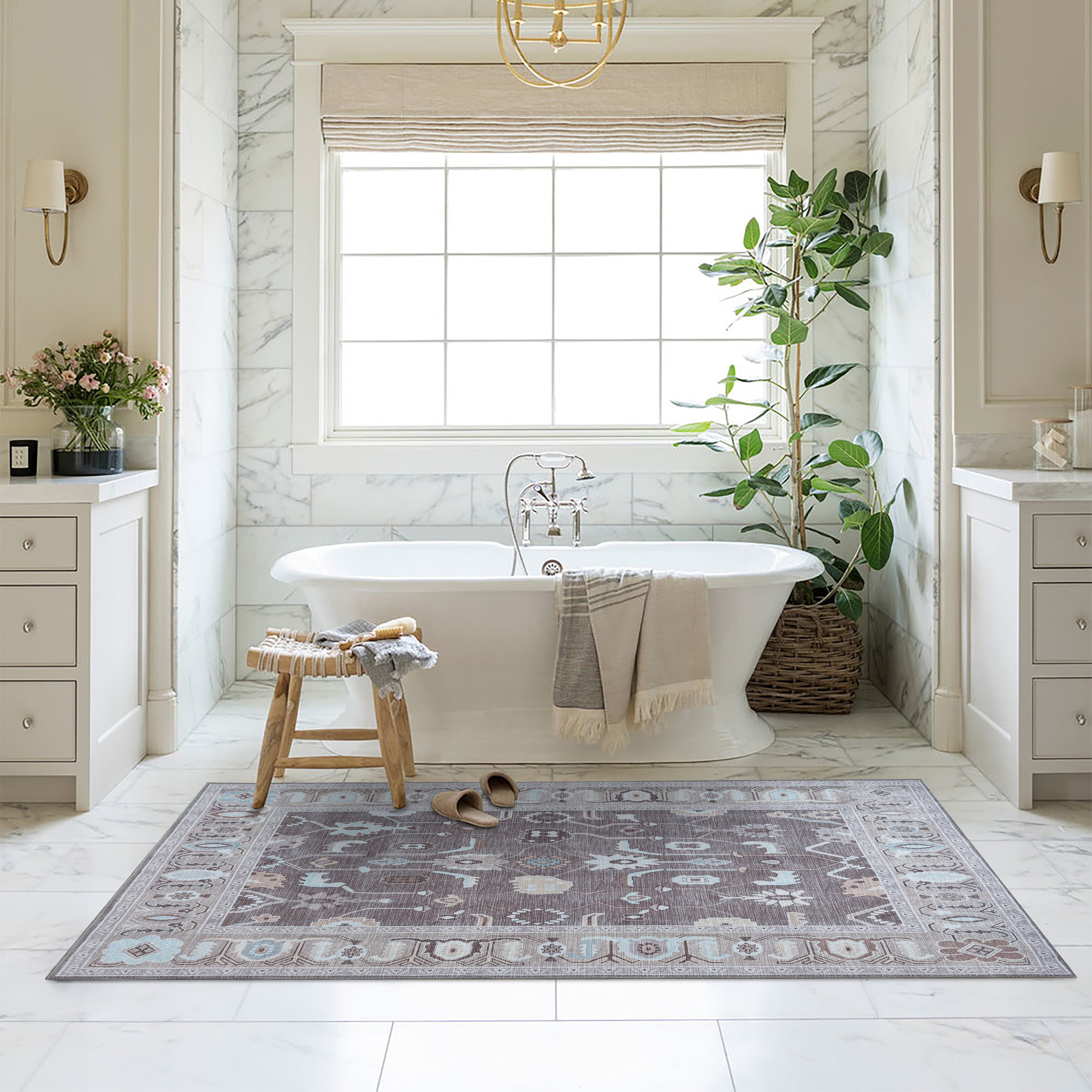 Rawiya Brown Gray Modern Oushak Rug