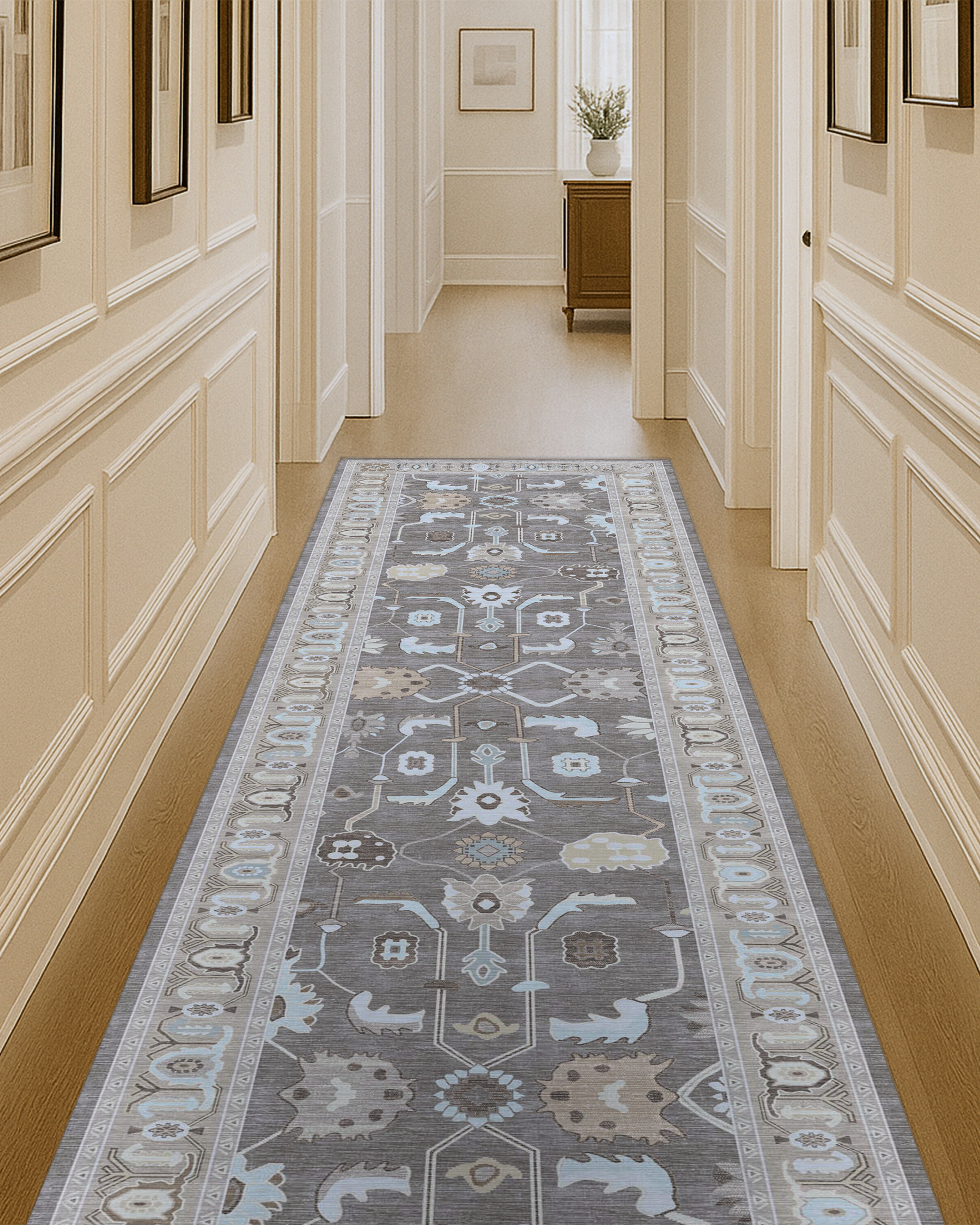 Rawiya Brown Gray Modern Oushak Rug