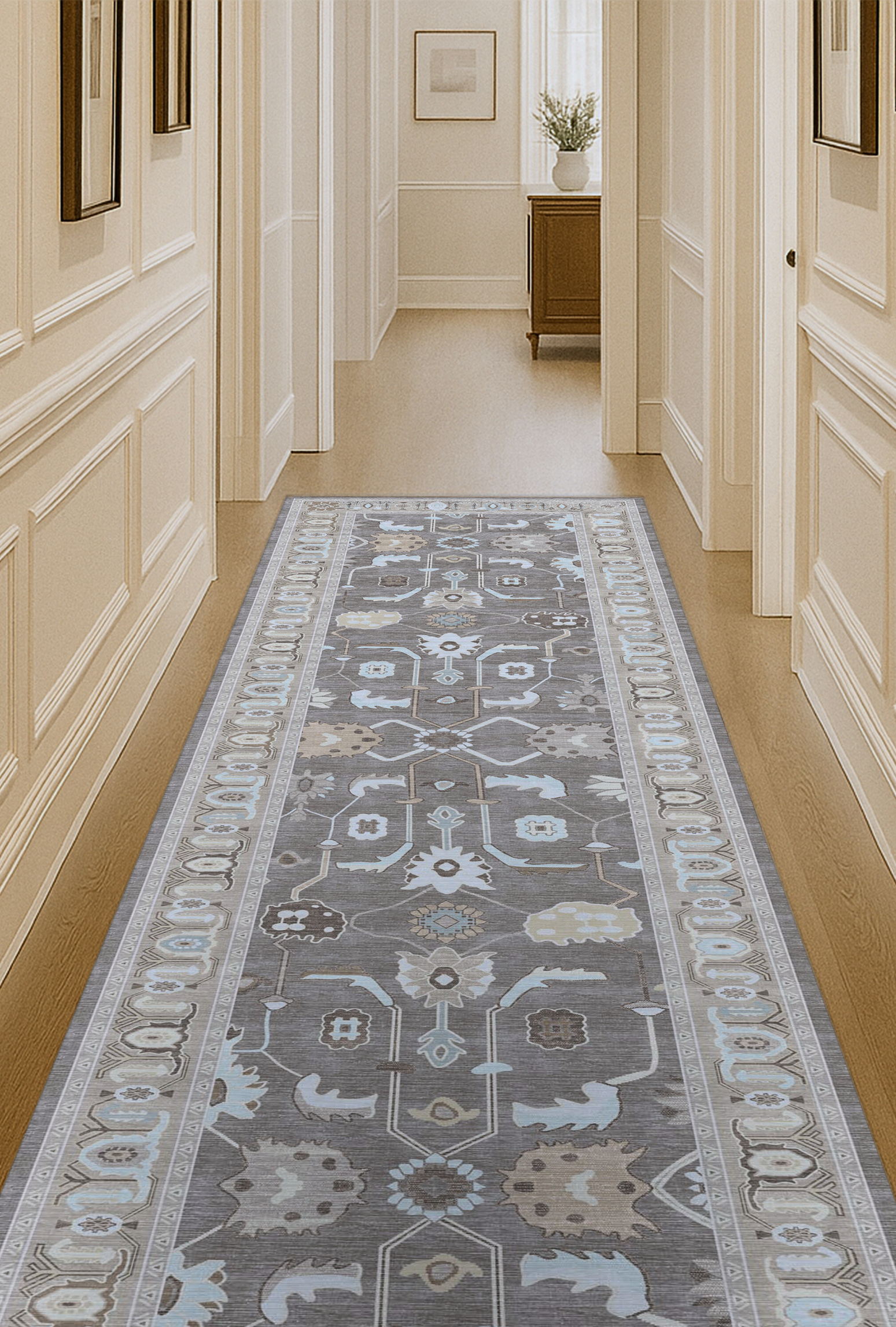 Rawiya Brown Gray Modern Oushak Rug