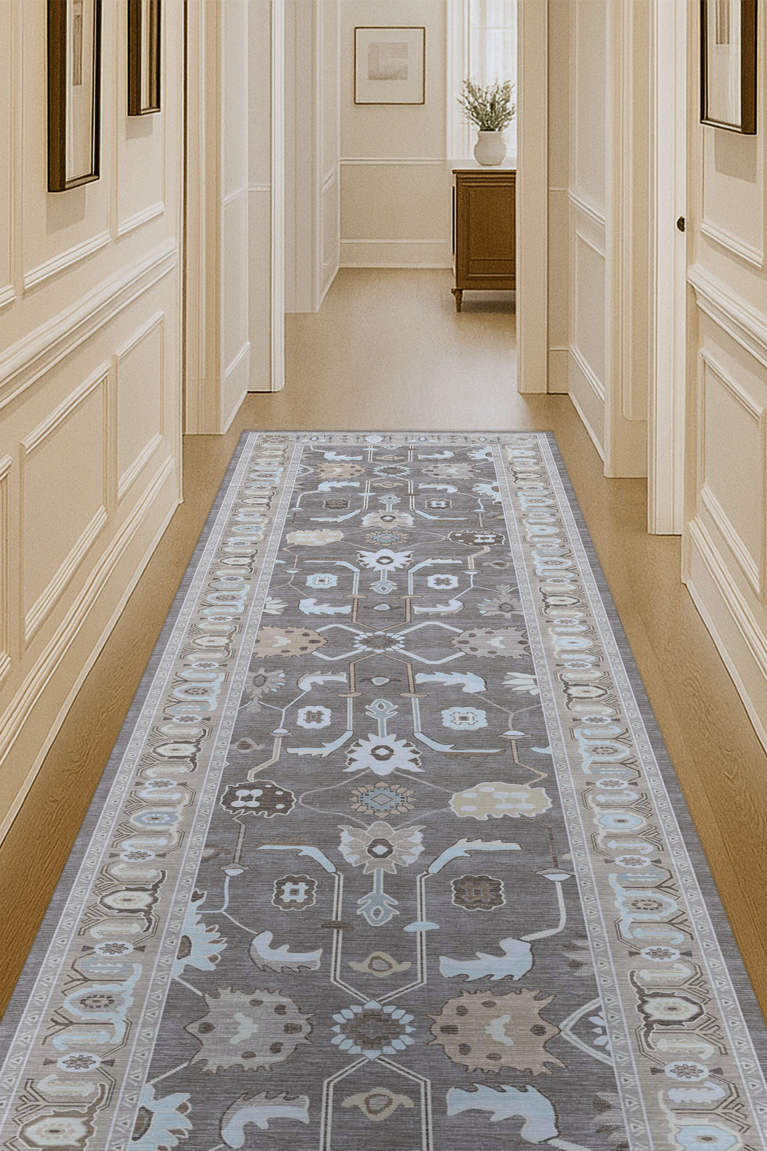 Rawiya Brown Gray Modern Oushak Rug