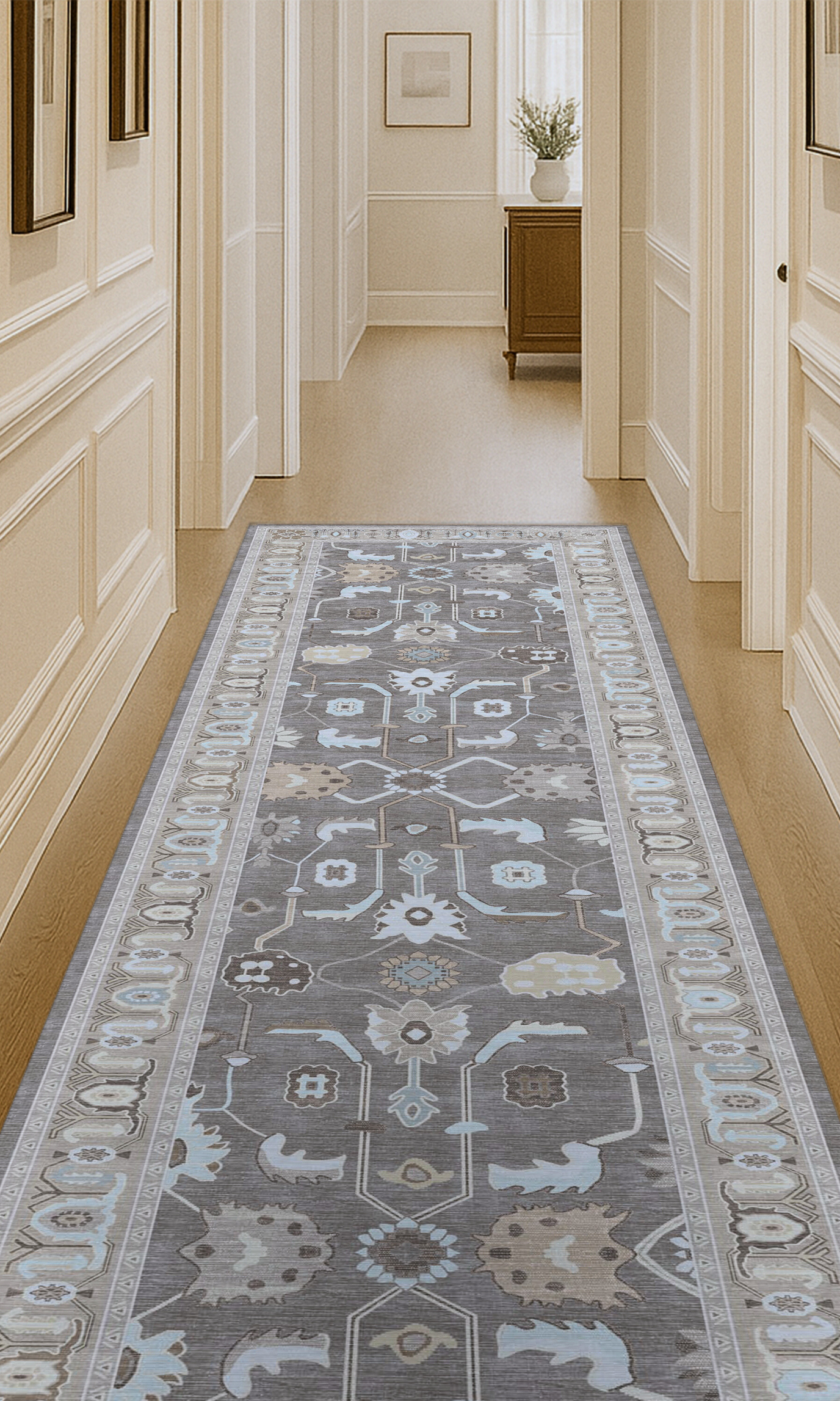 Rawiya Brown Gray Modern Oushak Rug