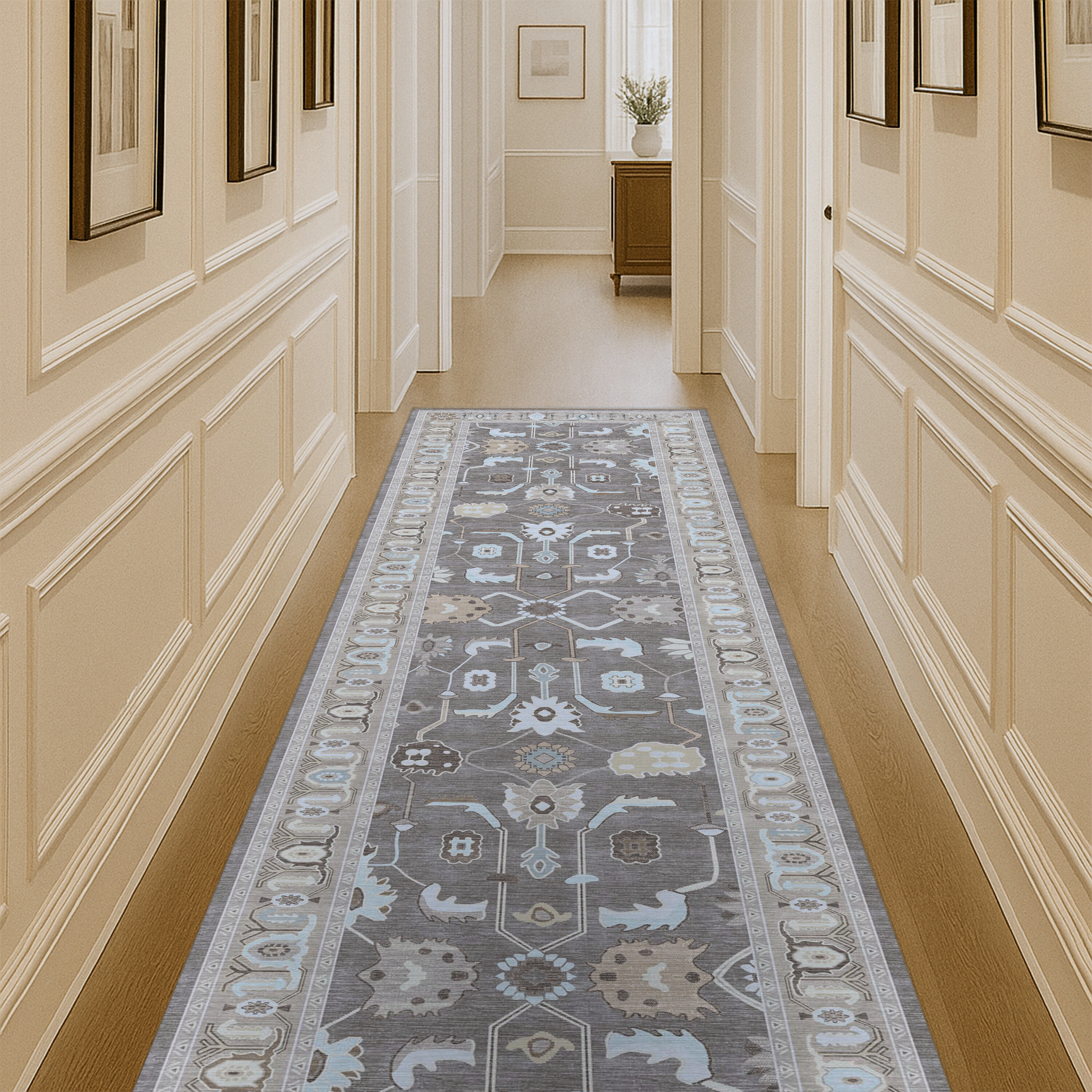 Rawiya Brown Gray Modern Oushak Rug