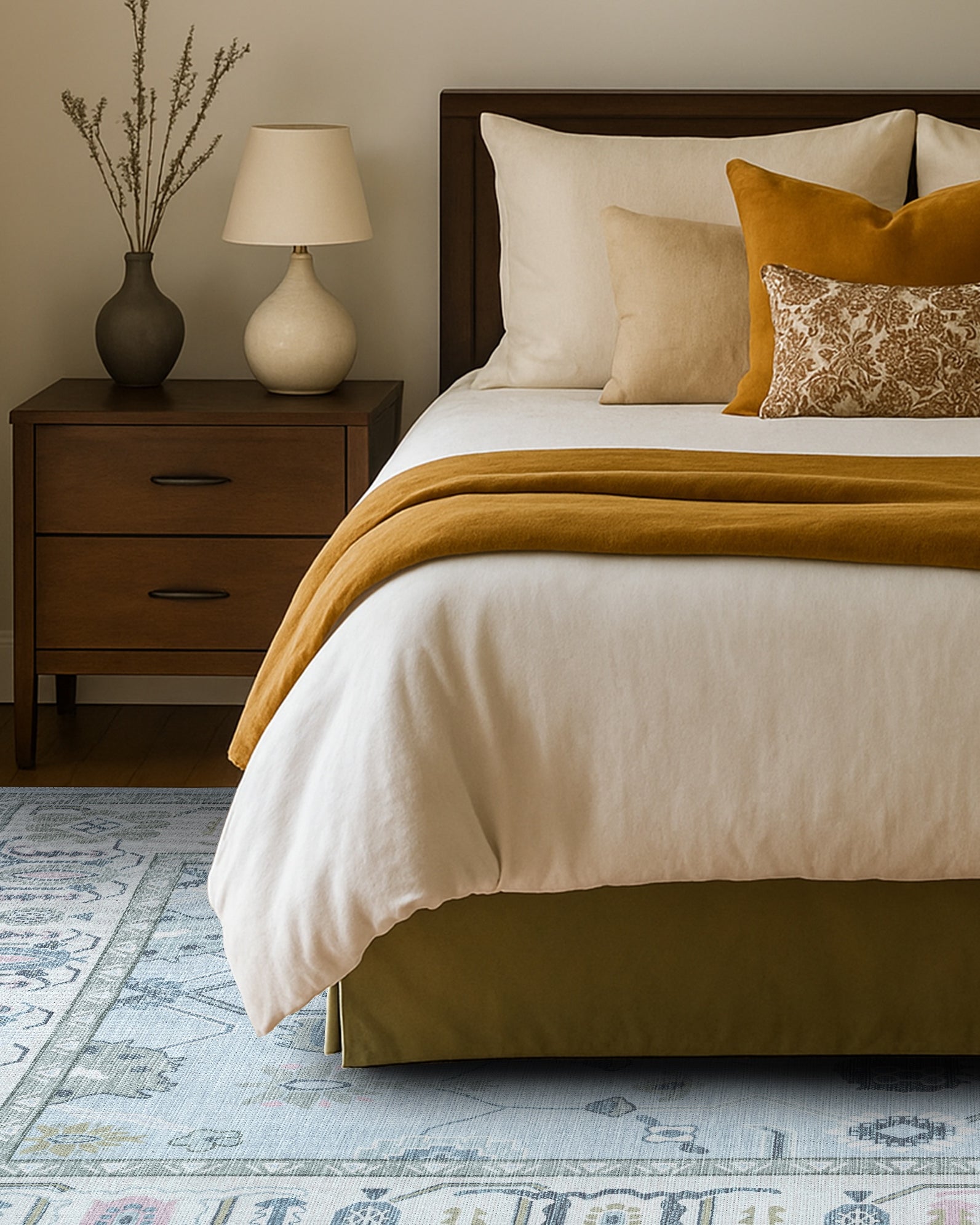 Corinne Pastel Blue Cream Modern Oushak Rug