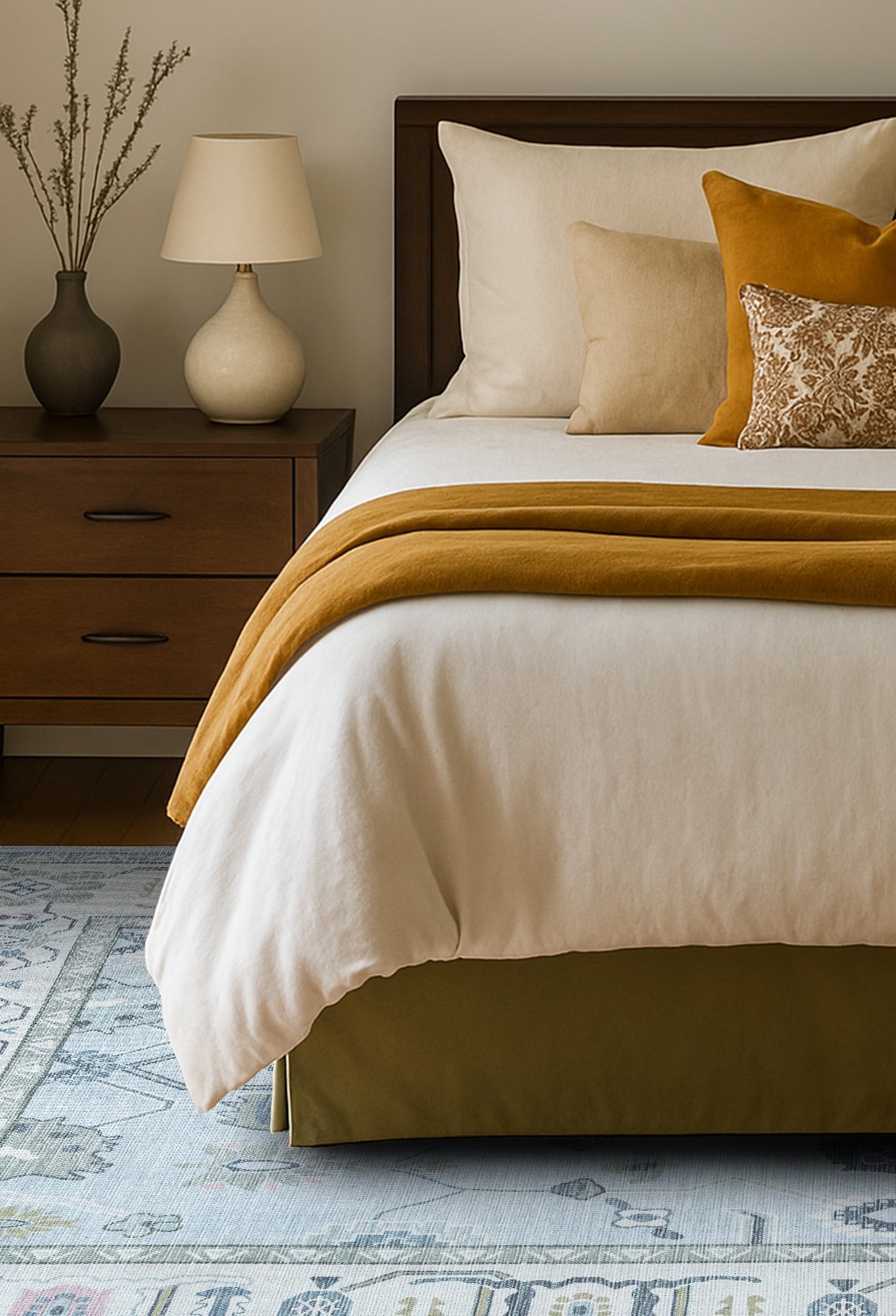 Corinne Pastel Blue Cream Modern Oushak Rug