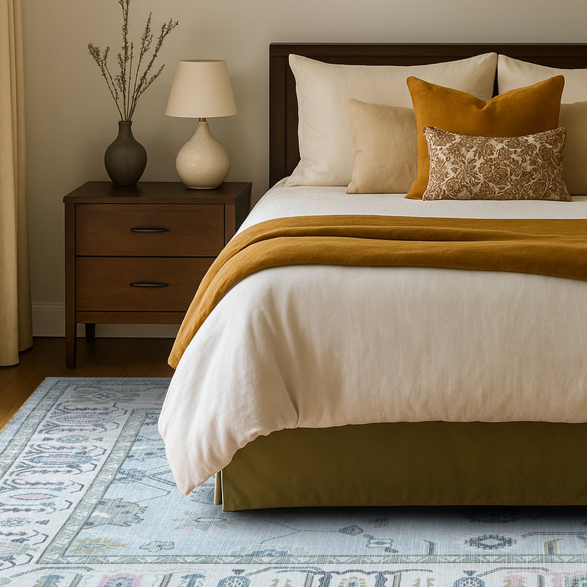 Corinne Pastel Blue Cream Modern Oushak Rug