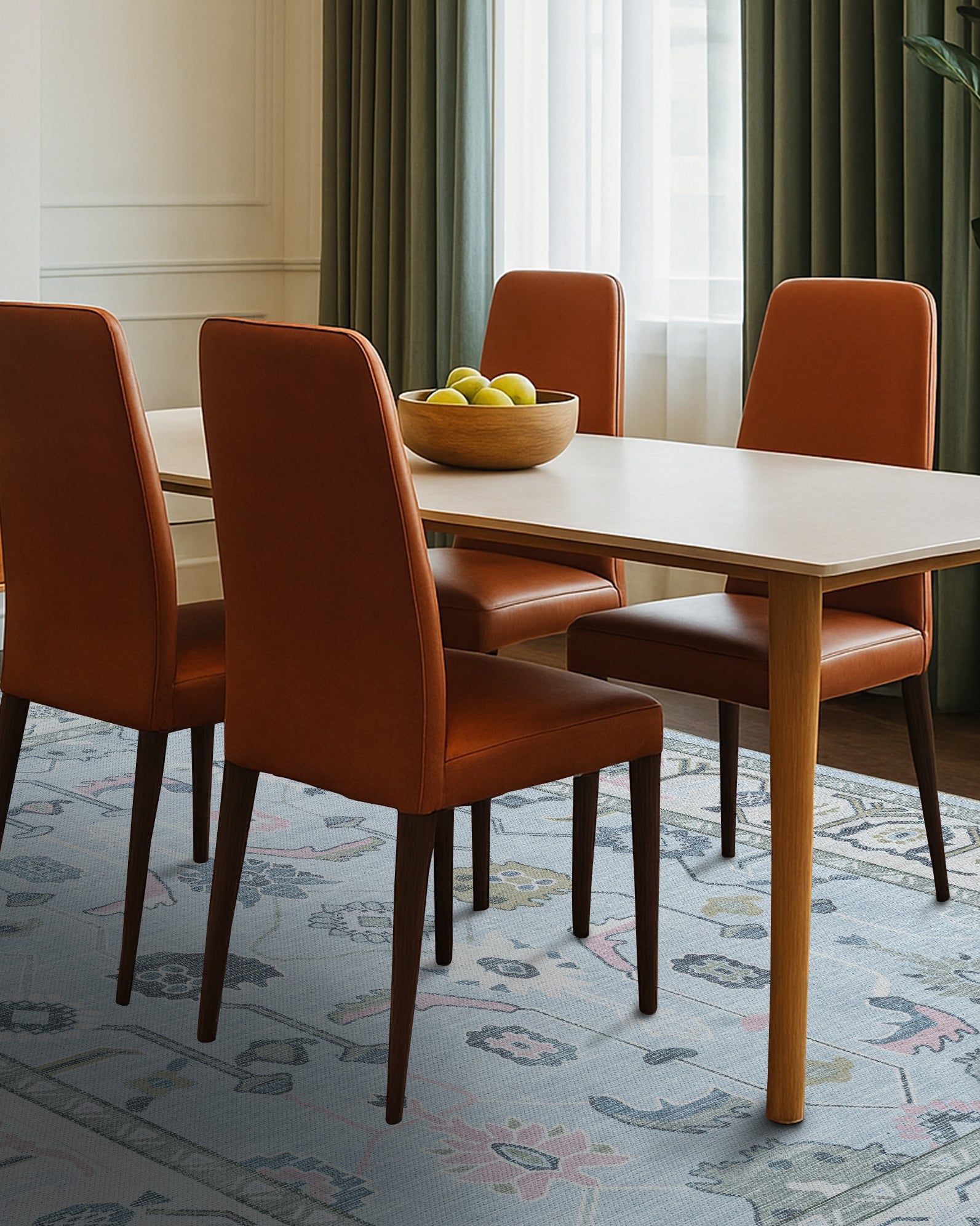 Corinne Pastel Blue Cream Modern Oushak Rug