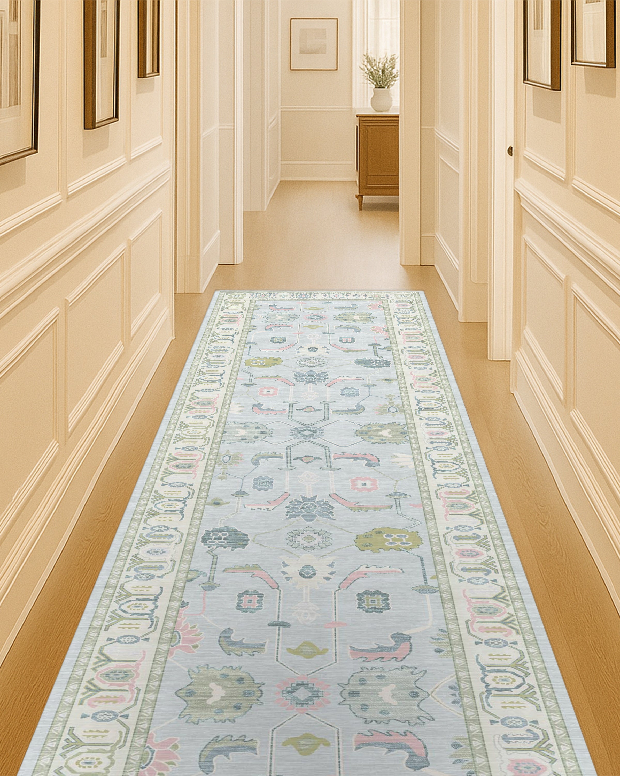 Corinne Pastel Blue Cream Modern Oushak Rug